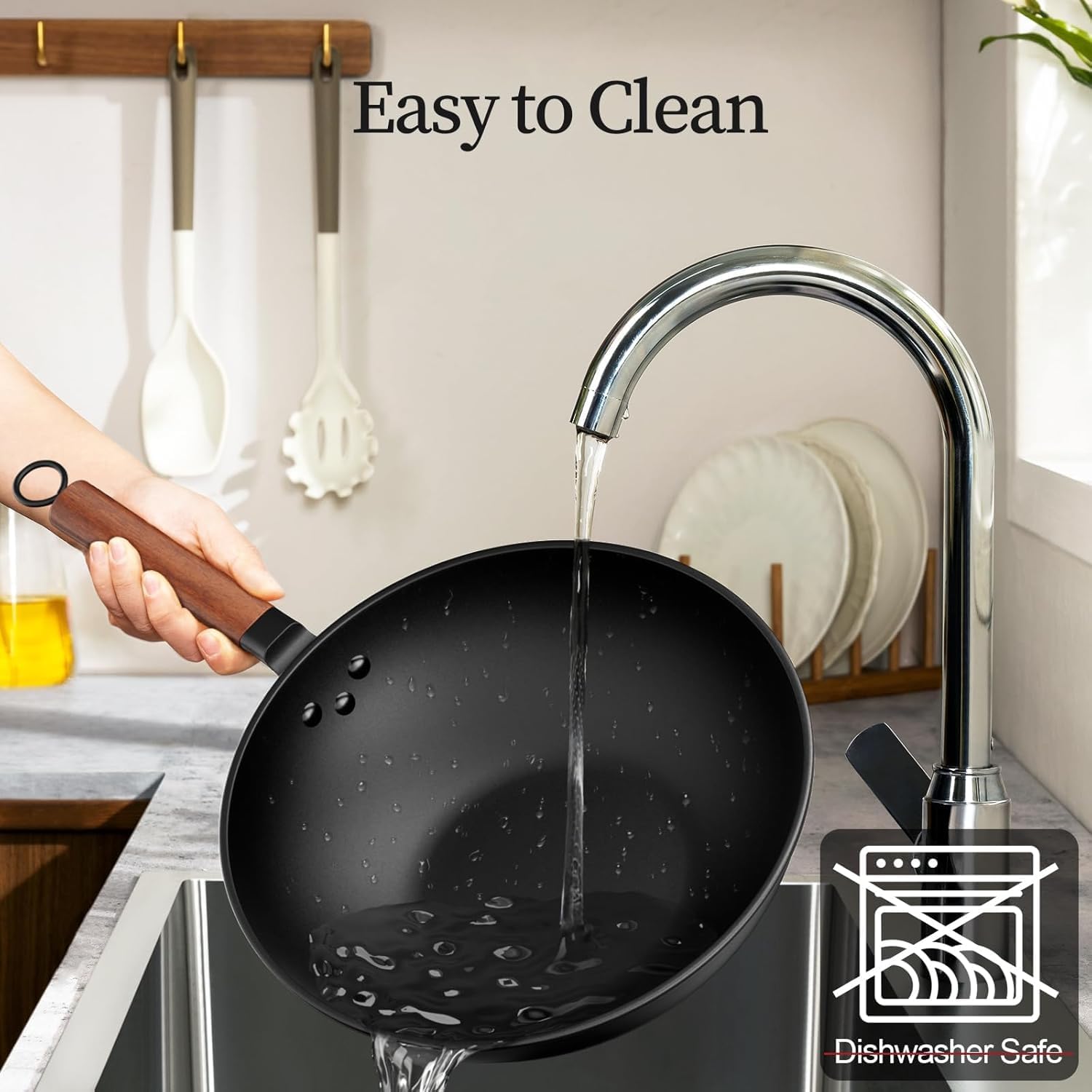 Thumbnail 6 de Todlabe Carbon Steel Wok 13-Inch for Stovetop Cooking