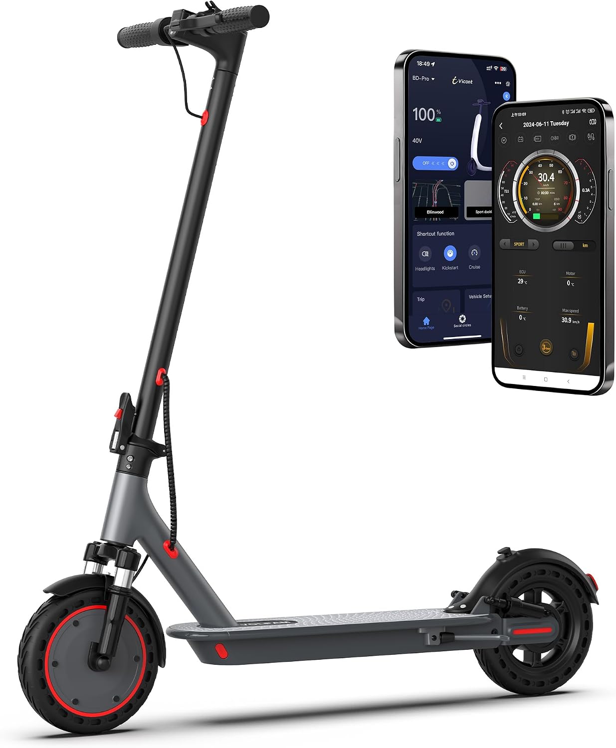 Thumbnail 6 de VOLPAM SP08 Electric Scooter for Adults, 500W, 10-Inch Solid Tires, Dual Suspension