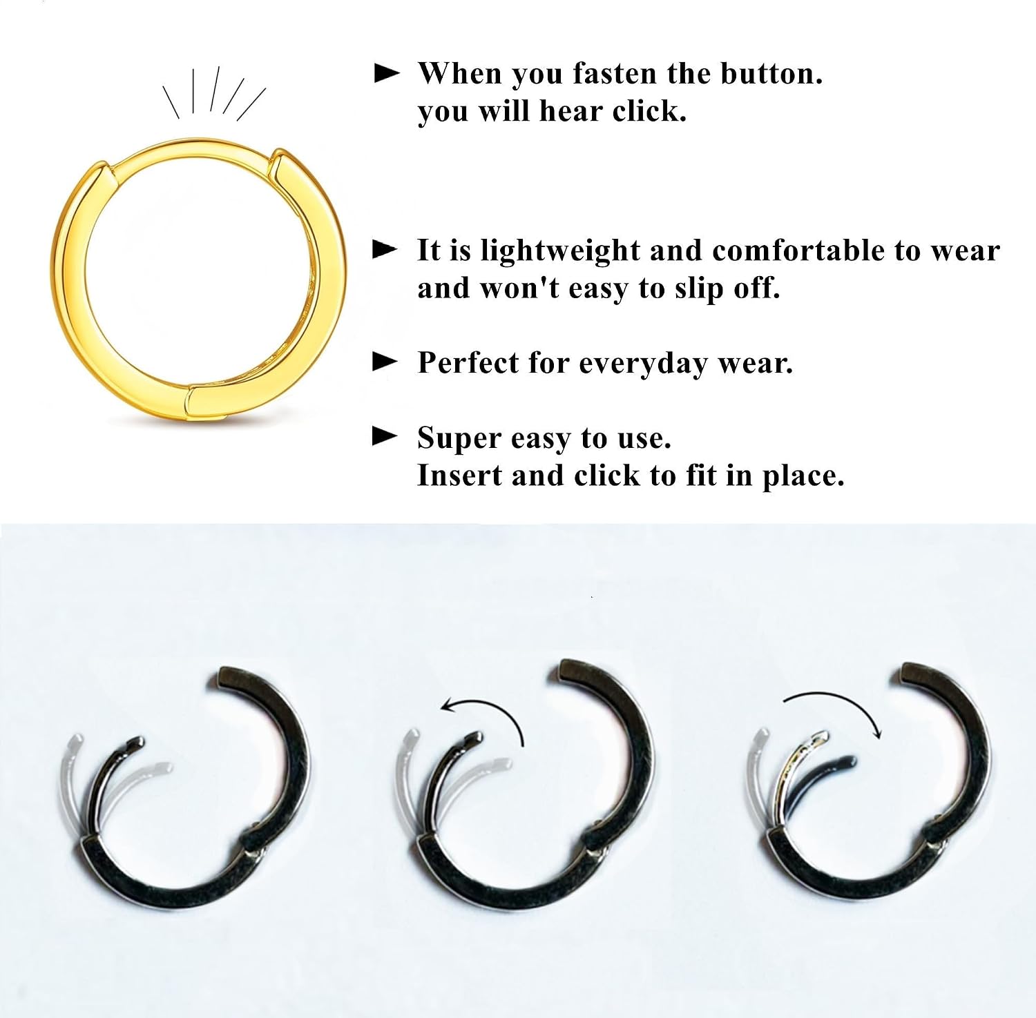 Detalle 2 de ORANGELOVE Huggie Hoop Earrings, 14K Gold-Plated