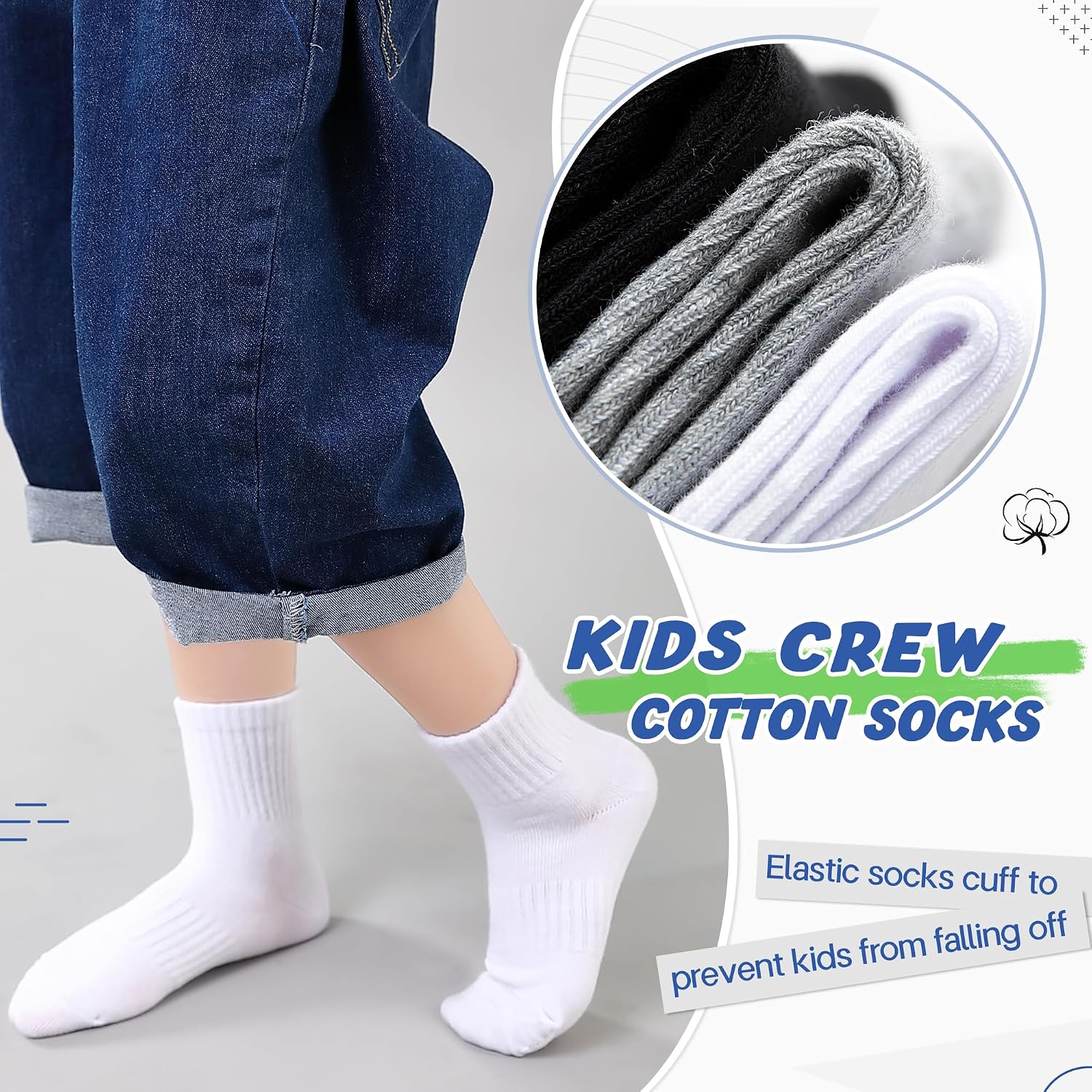 Thumbnail 3 de SEEYAN Kids Socks: Classic Black, White & Grey Crew Socks for Busy Kids