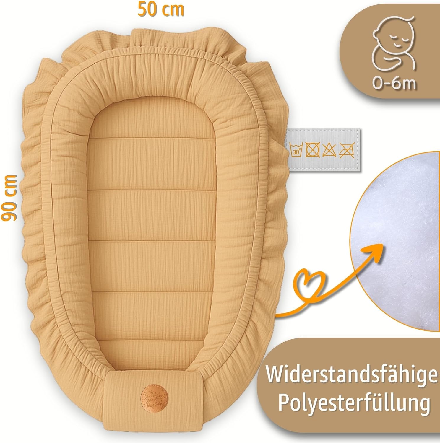 Thumbnail 1 de Mousseline Réducteur de Lit Bébé 90x50 cm en coton — cocon polyvalent pour nid d’ange, couffin et naissance