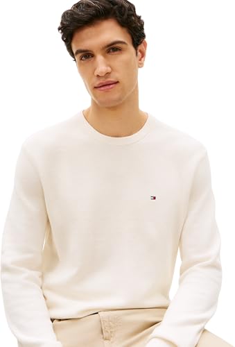 Detalle 1 de Pull homme Tommy Hilfiger Essential Structure col rond, ivoire