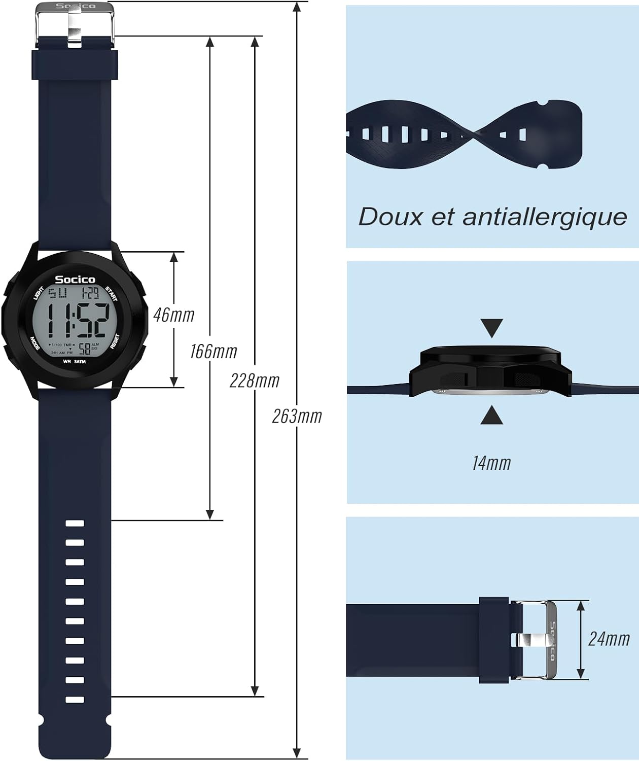 Detalle 2 de SOCICO Montre Numérique Militaire Étanche