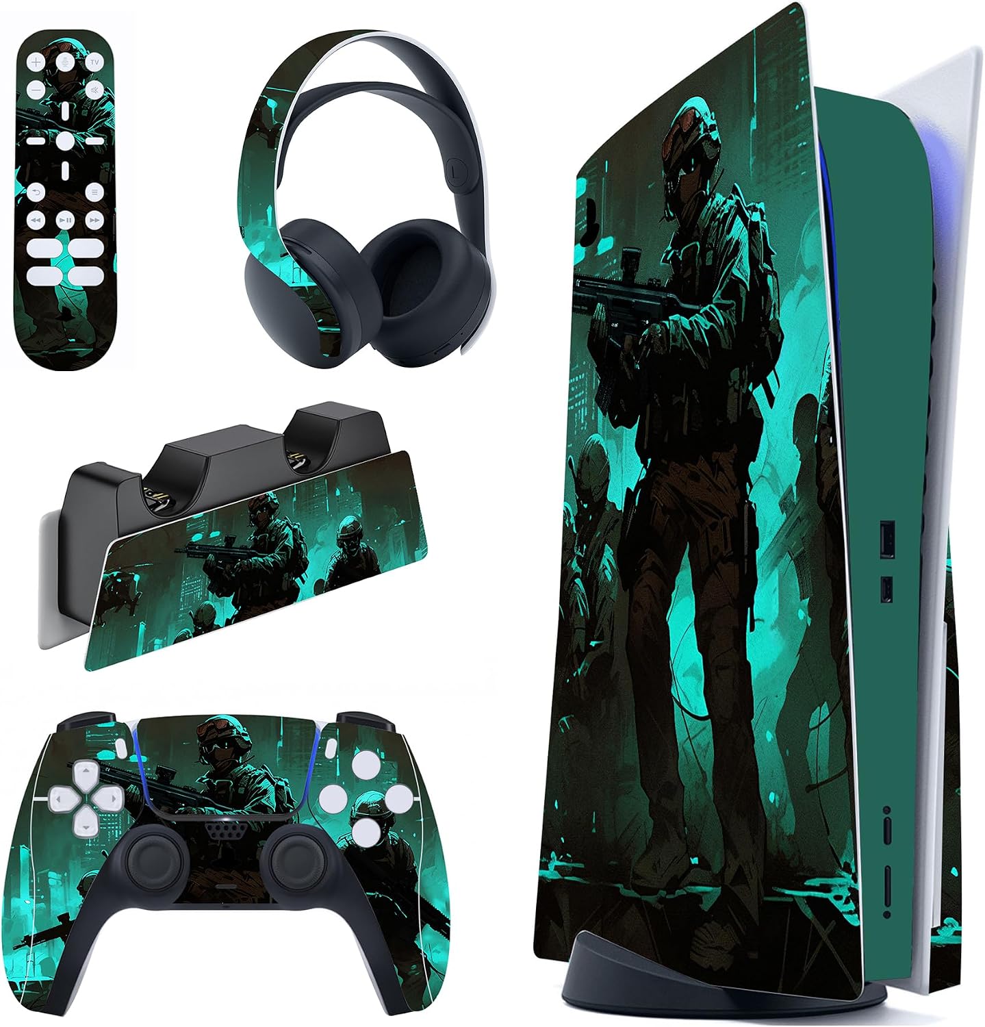 Detalle de playvital Fearlessness PS5 skin set for console, controller & accessories