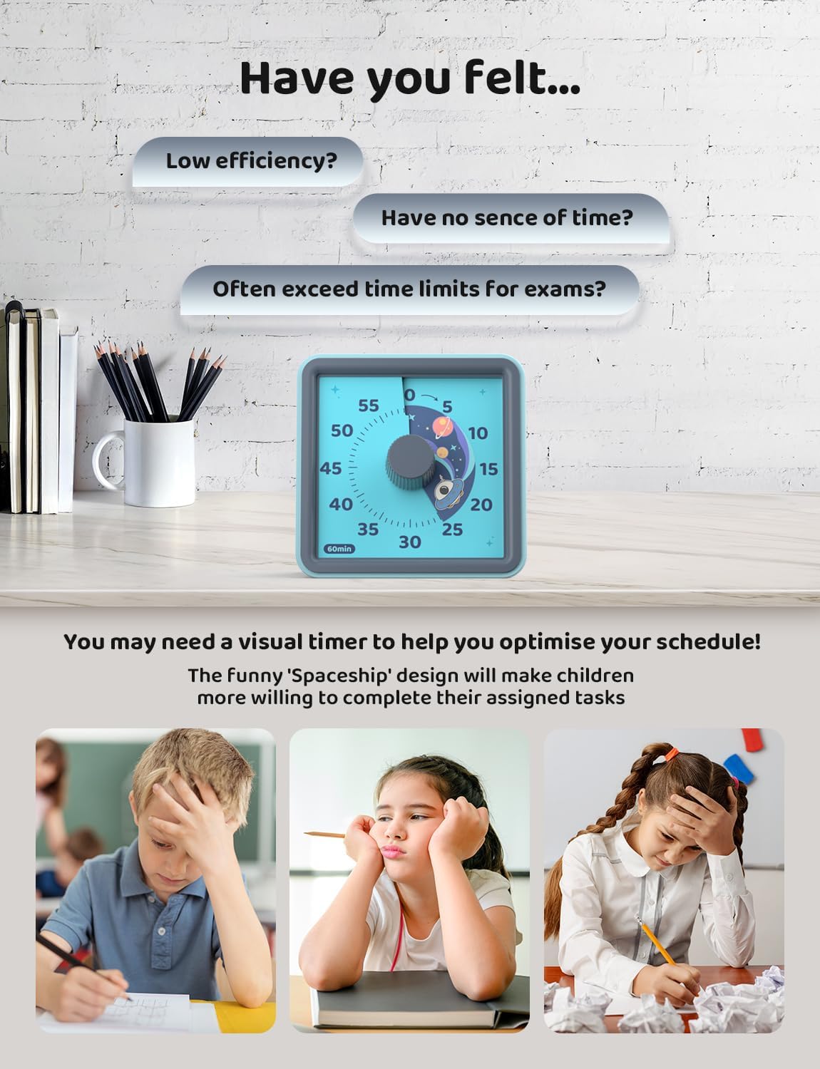 Detalle 2 de LIORQUE Timer Visivo Bambini 60 Minuti: Timer Analogico Silenzioso e Guidato per Aule e Riunioni