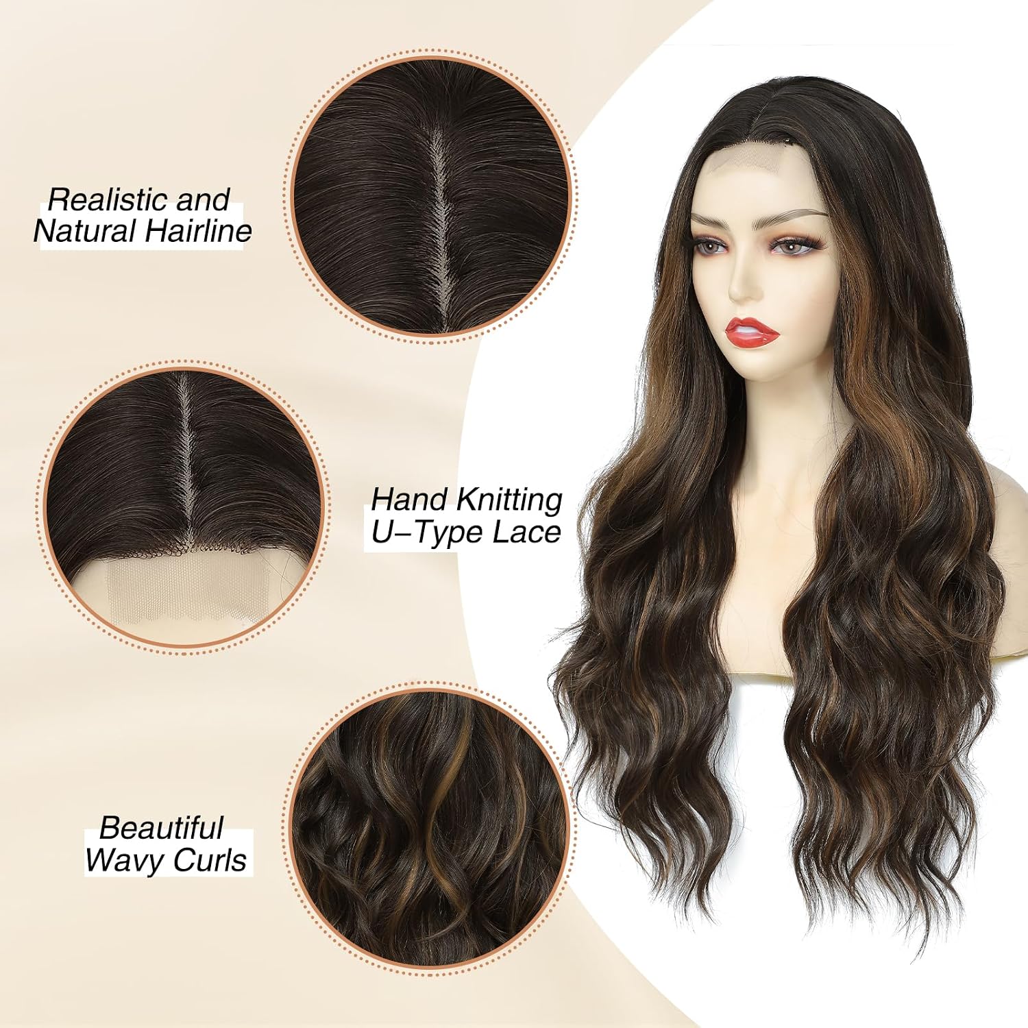 Thumbnail 2 de NAYOO 229227 26-Inch Long Wavy Wig with Balayage Highlights