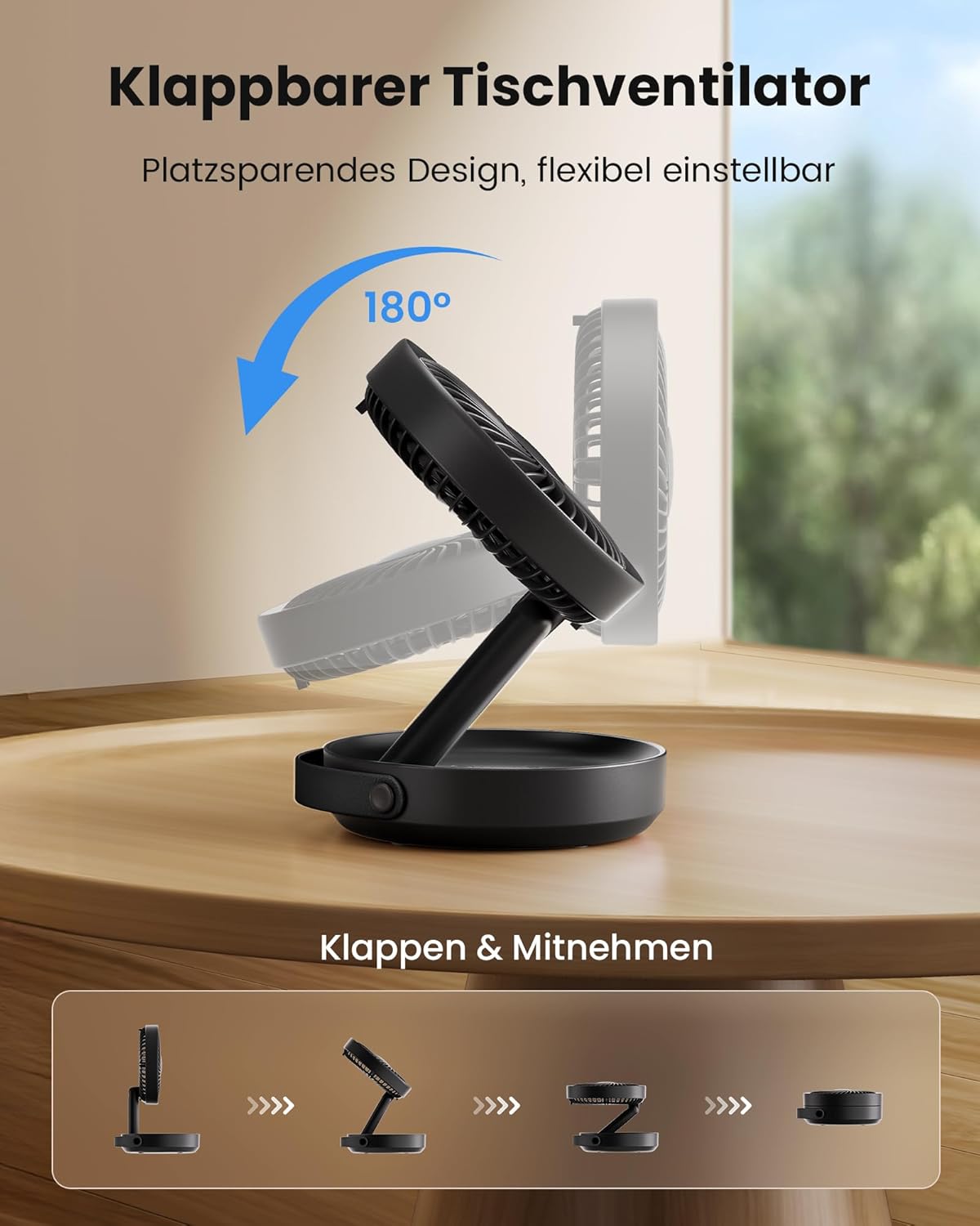 Detalle 2 de Gaiatop Faltbarer Tischventilator – kompakt, flexibel und zuverlässig