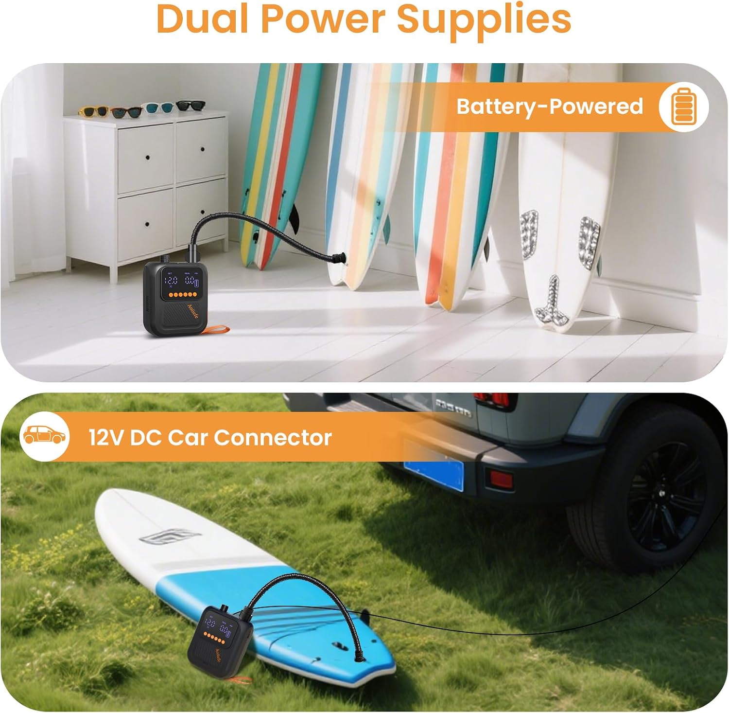 Detalle de Aoiiefe Portable Rechargeable Electric SUP Pump: Compact, Fast Inflation for Boards, Kayaks, and More