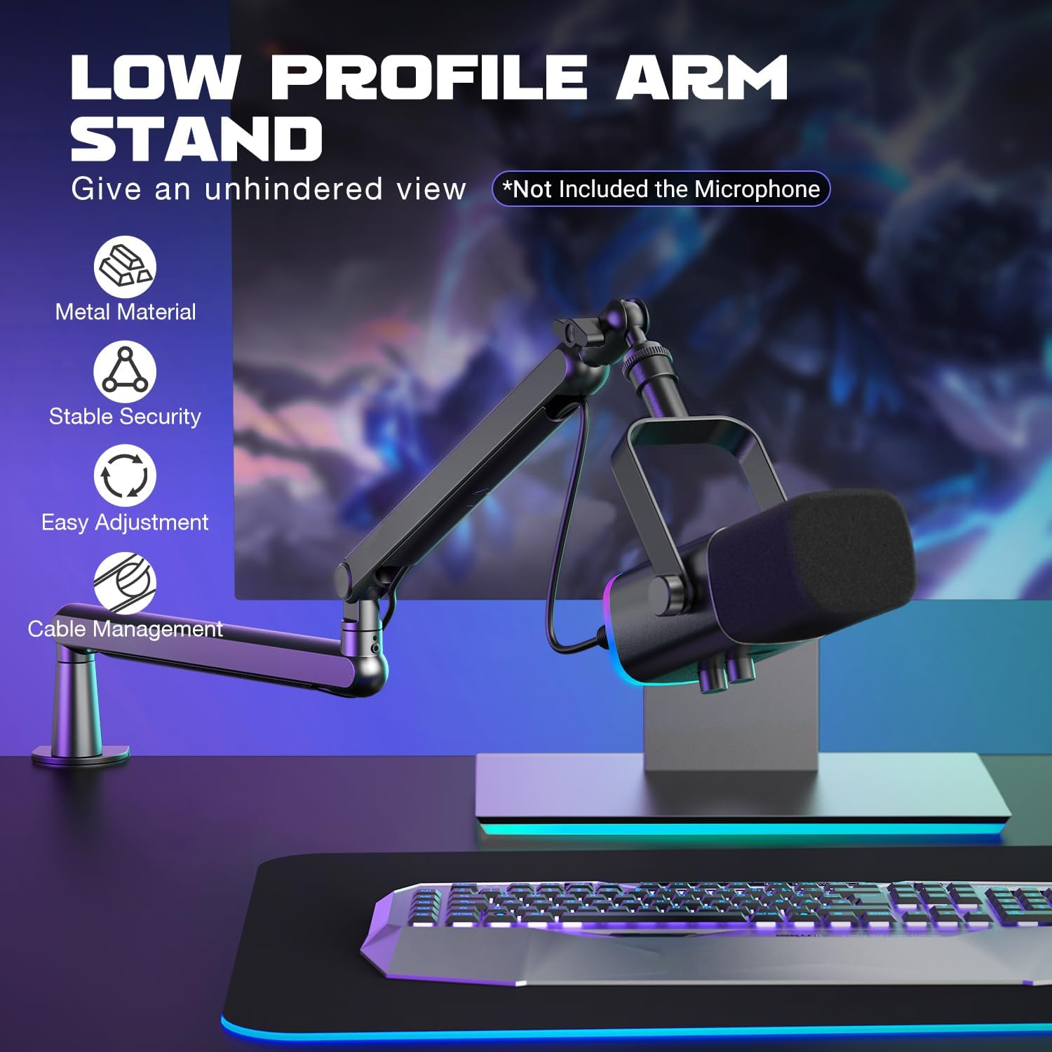Thumbnail 1 de FIFINE BM88 Low Profile Microphone Boom Arm Stand for Gaming Streaming