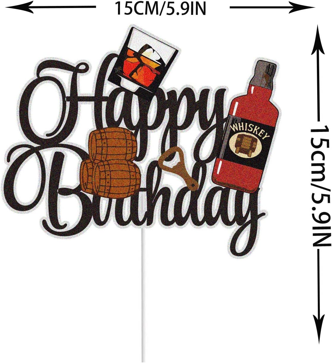 Detalle 2 de Whiskey Birthday Cake Topper 6-Inch