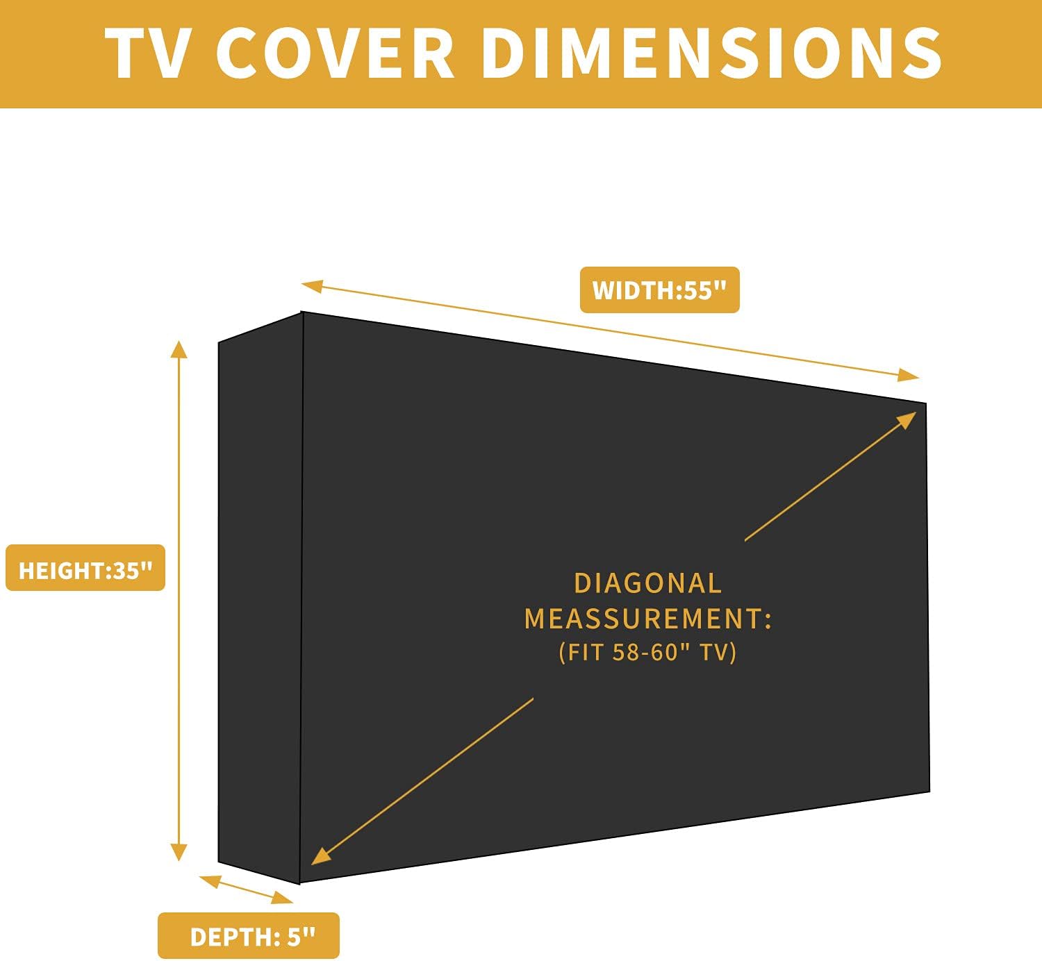 Thumbnail 6 de Outdoor TV Cover for 58 to 60 inch LCD/LED TVs (60 inch, Dark Gray) — Waterproof, Weatherproof, Dust-Proof