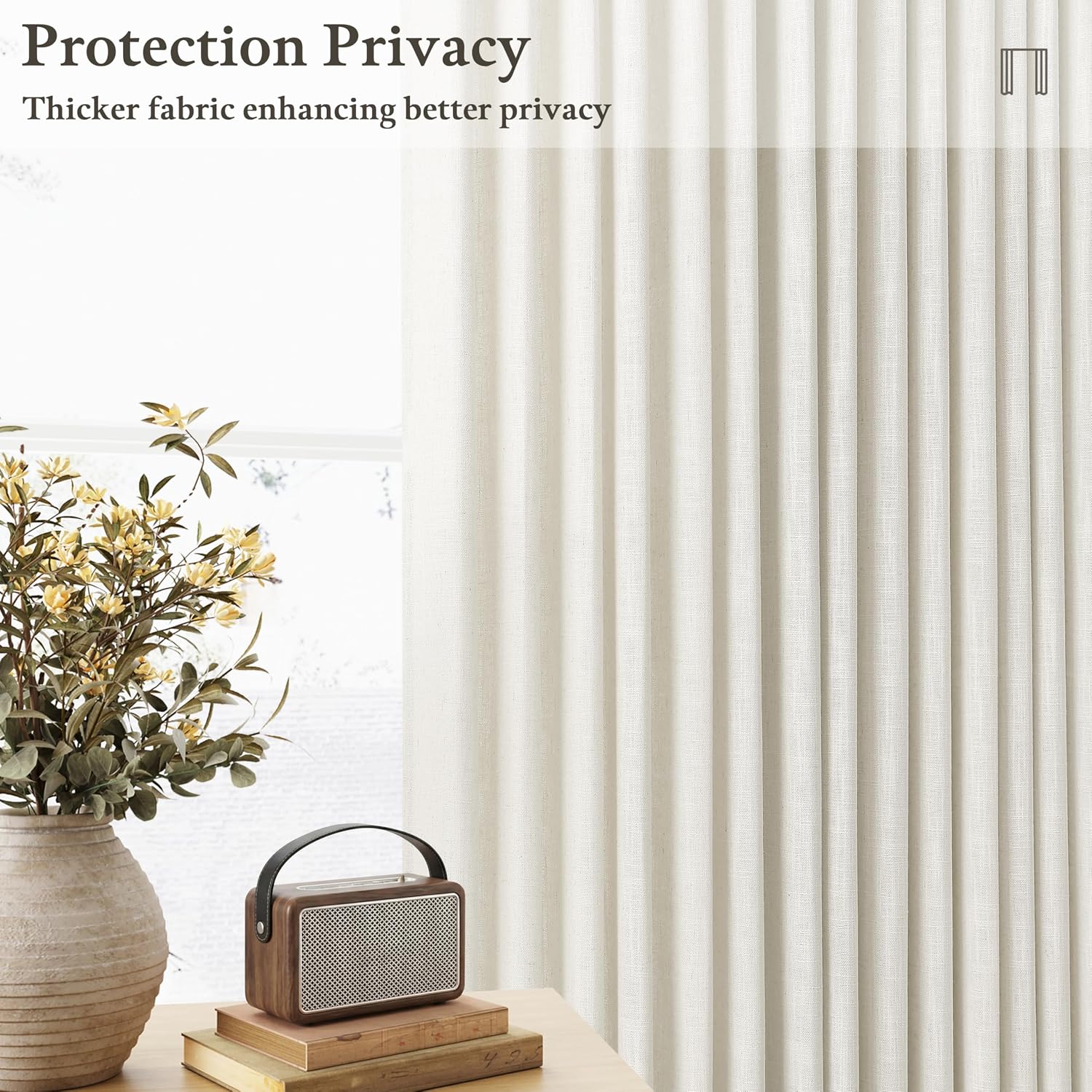 Thumbnail 6 de Pinch Pleated 90 Inch Linen Curtains (2 Panels Set) — Pinch Pleat Drapes for Track System, Light Filtering Semi Sheer