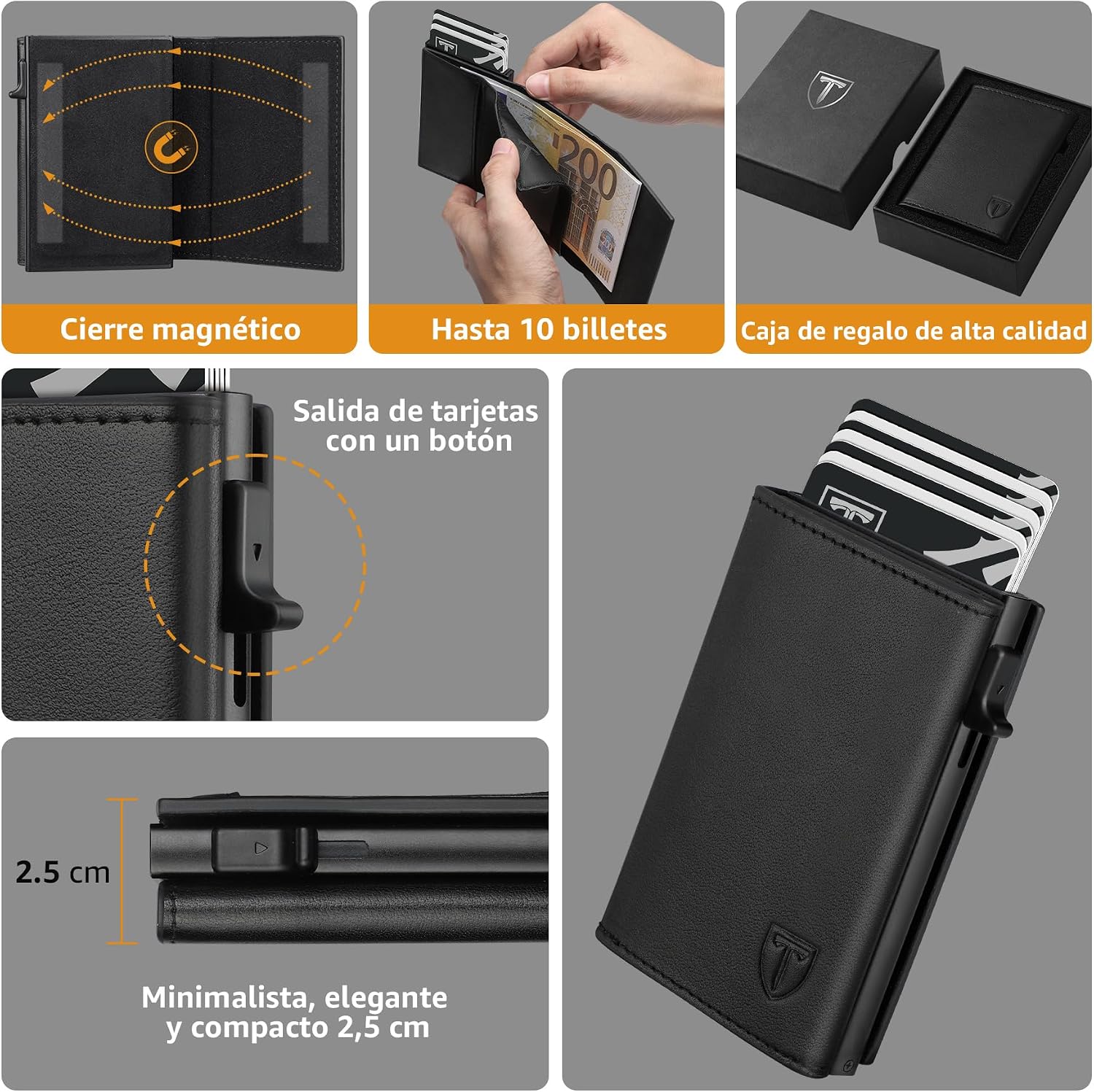 Thumbnail 1 de TENBST Cartera de Cuero con Bloqueo RFID para Hombre