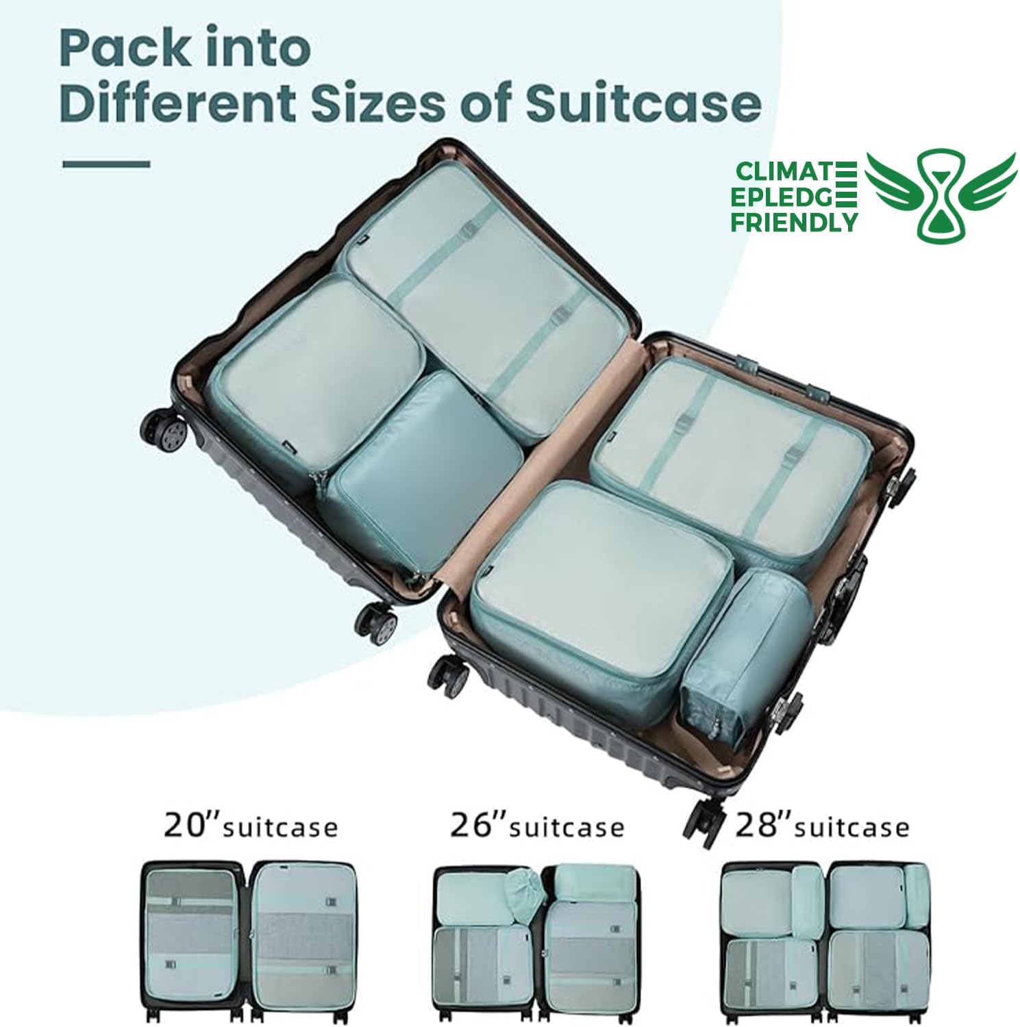 Thumbnail 6 de BAGAIL 10er-Set Packwürfel in verschiedenen Größen – Packorganizer für Reisezubehör, Staubblau