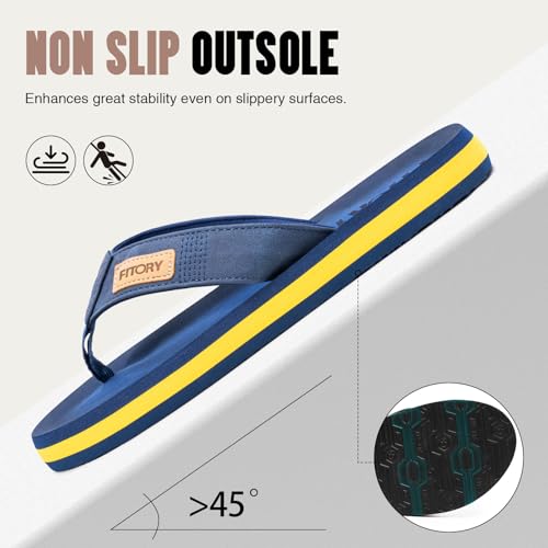 Detalle de FITORY Homme Confortable Tongs été antidérapante – Bleu/Jaune, 43 EU