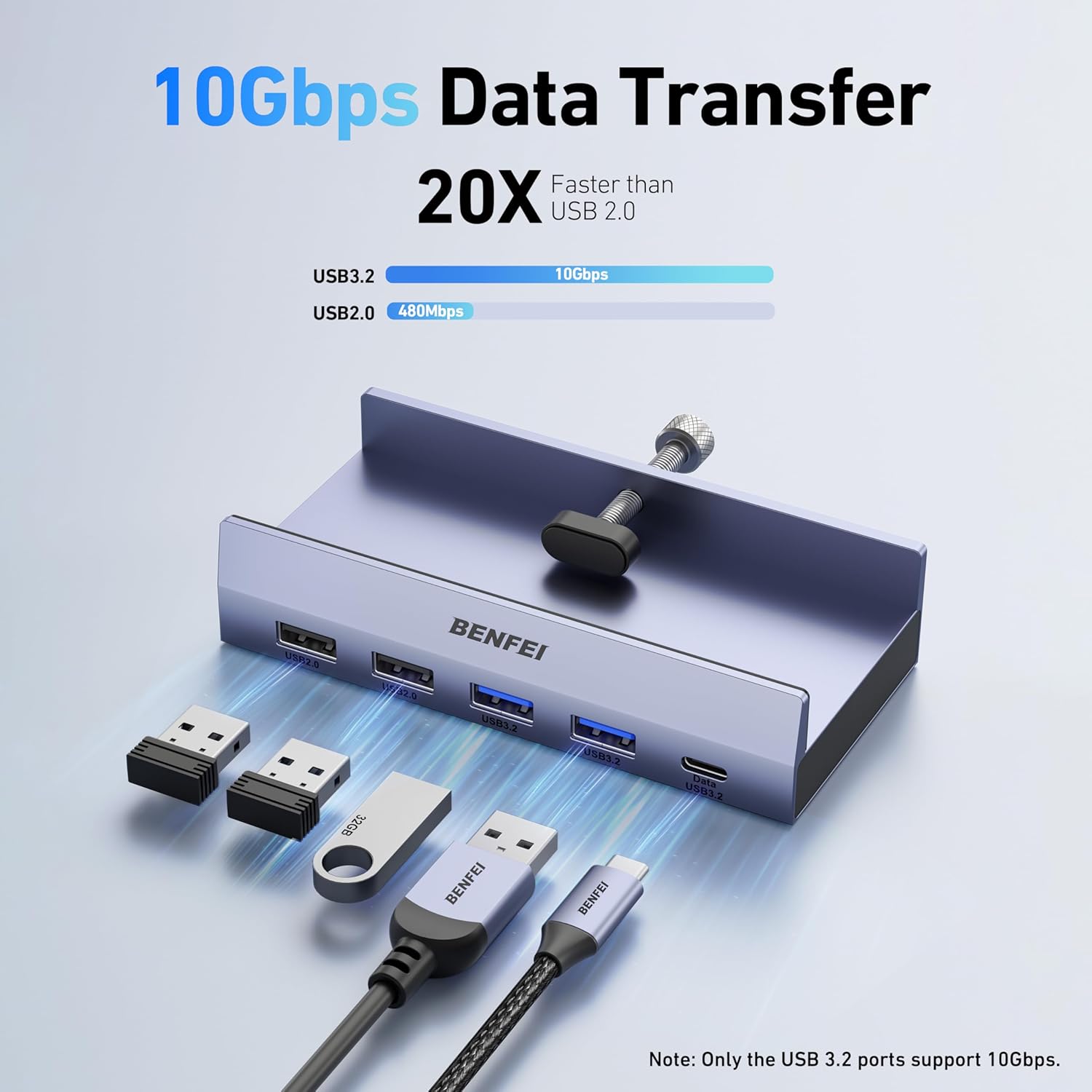 Thumbnail 2 de BENFEI 8-in-1 USB-C Hub mit sicherer Klemmfunktion, 4K@60Hz HDMI, Gigabit Ethernet und 100W PD
