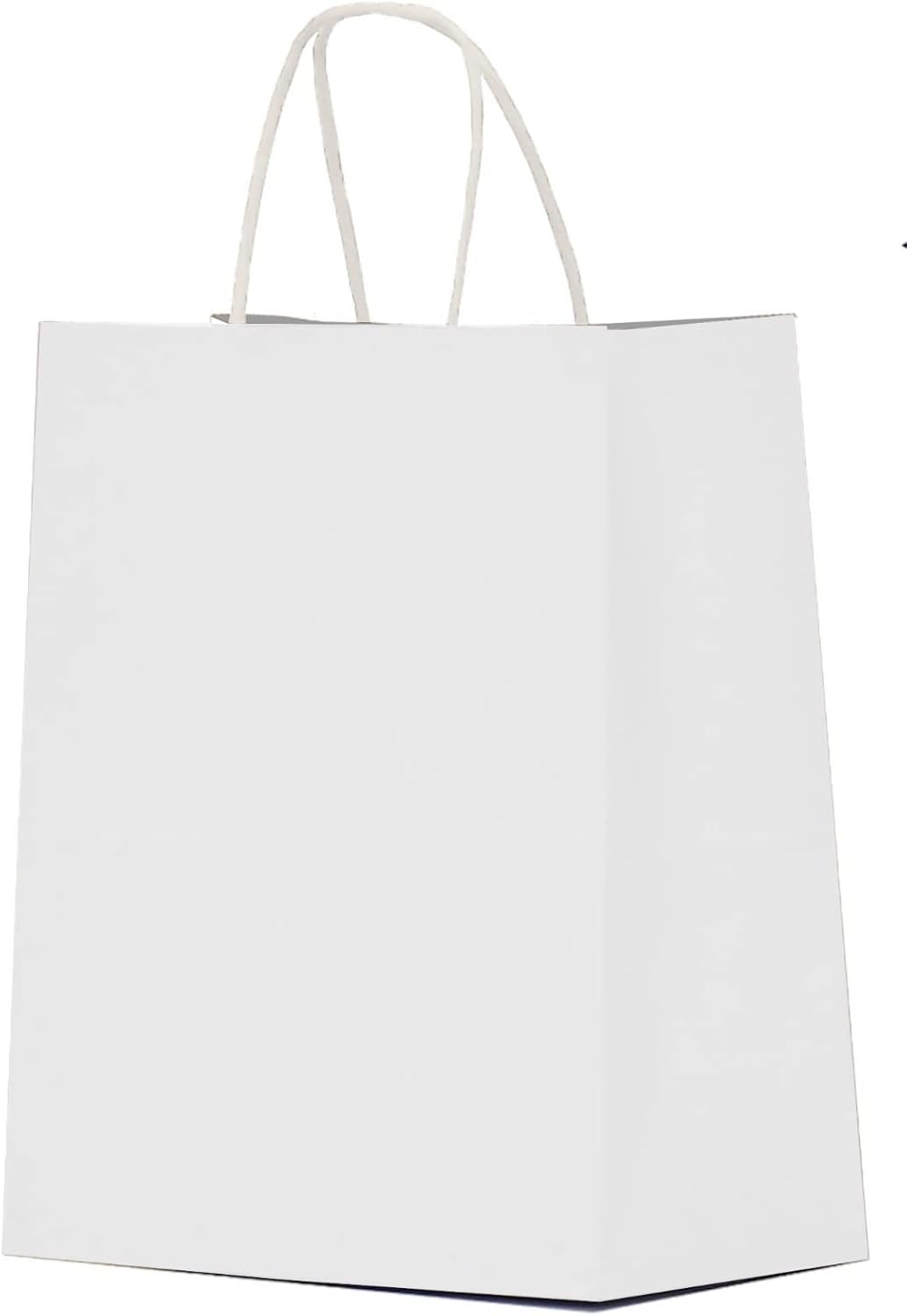 Detalle de Qutuus White Paper Gift Bags with Handles, 25 Bulk Pack – 8x4.5x10 Medium White Paper Bags for Gifts and Retail