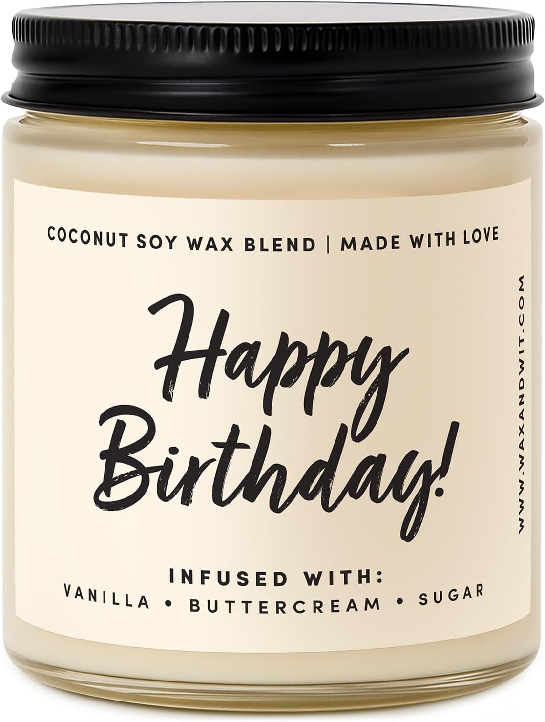Detalle de Happy Birthday Candle for Women by WAX & WIT — Vanilla Buttercream Cake Soy Candle, 9oz