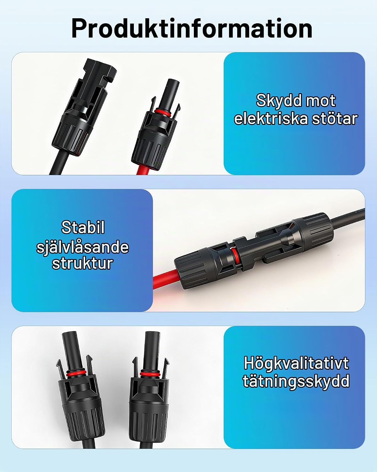 Detalle de Binamao Y-fördelare för solpaneler, 1000 V DC, 30 A och 4 mm²