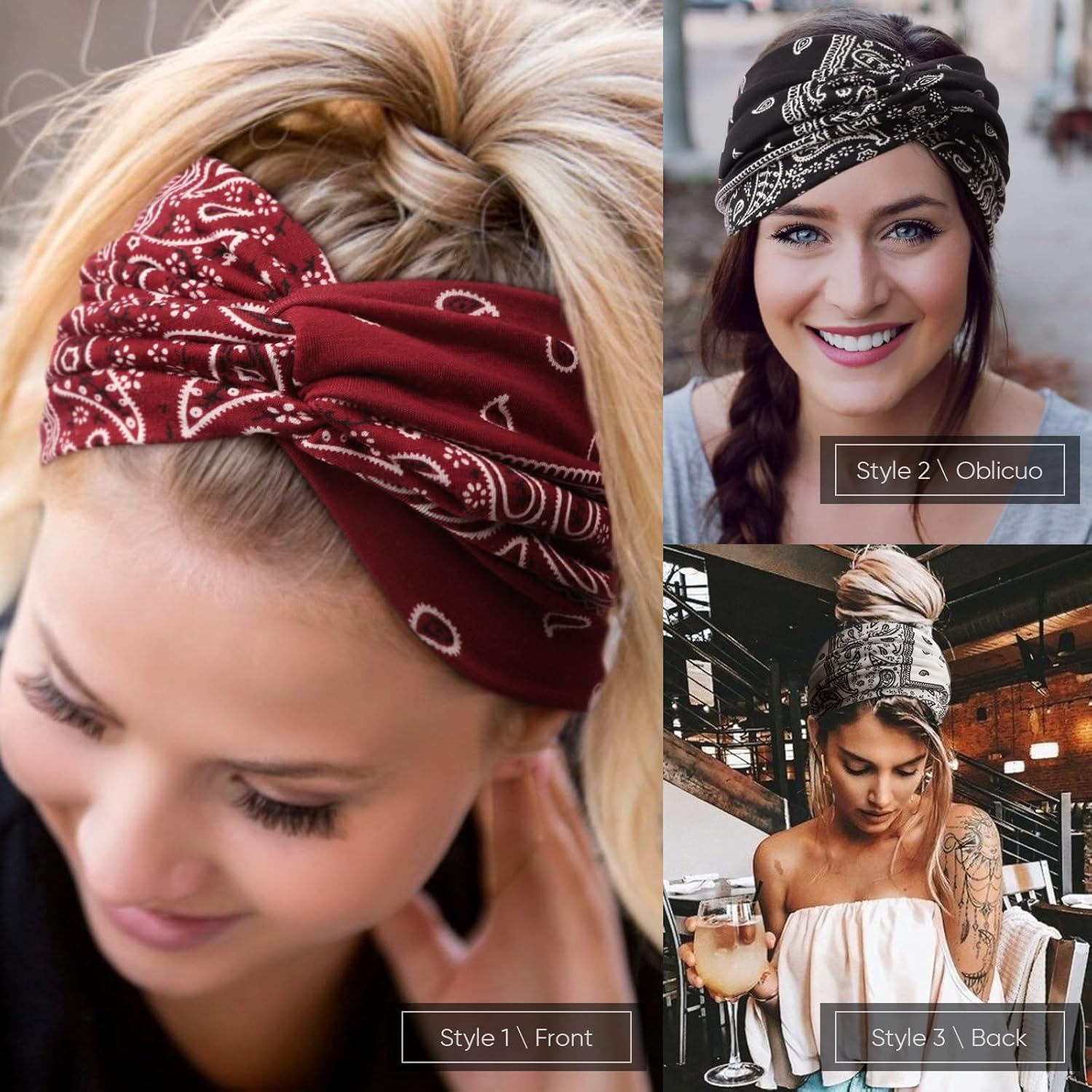 Thumbnail 1 de DRESHOW 8 Pack Turban Headbands for Women – Wide Vintage Head Wraps