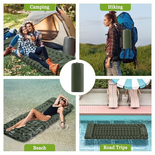 Detalle 2 de Satisure Esterilla de camping con almohada hinchable: colchón de aire ultraligero 196 x 69 cm