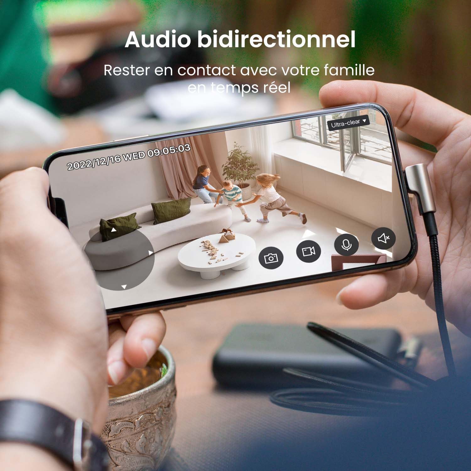 Thumbnail 2 de Tenda CP6 WiFi intérieure 2K (3MP) dôme motorisé 360° avec vision nocturne, détection de mouvement et audio bidirectionnel