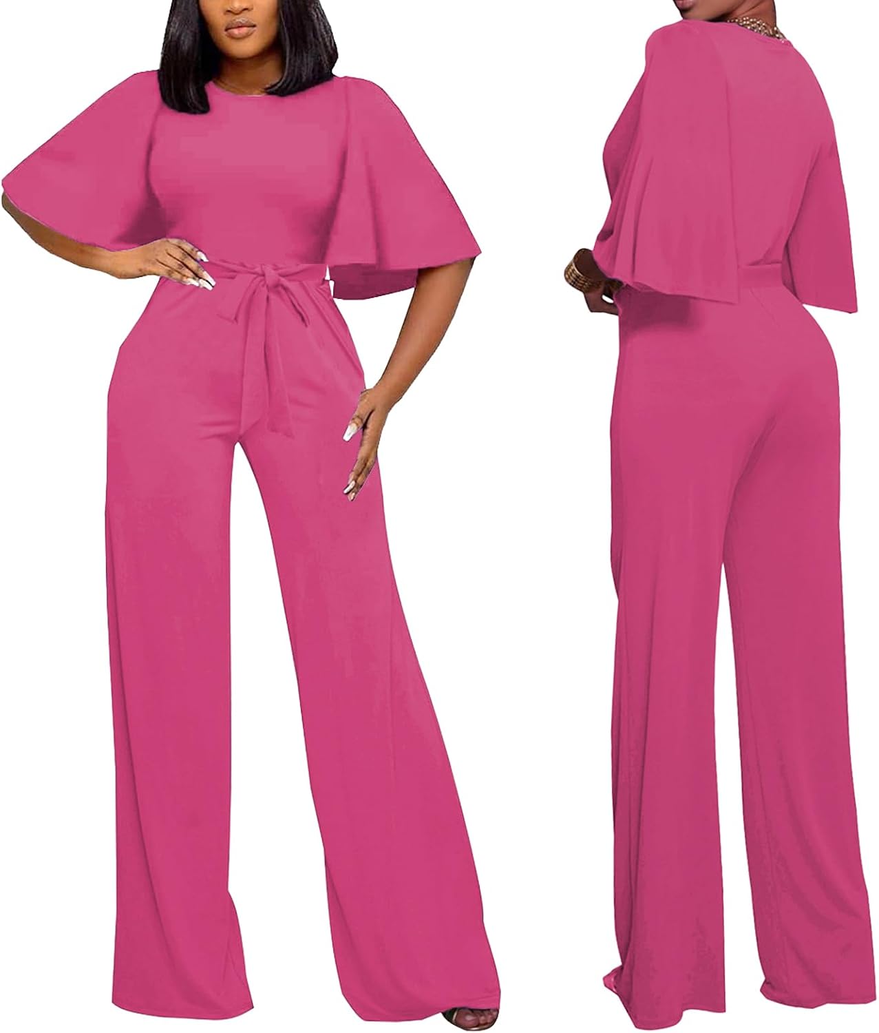 Detalle de BessCops Loose Belted Wide-Leg Jumpsuit