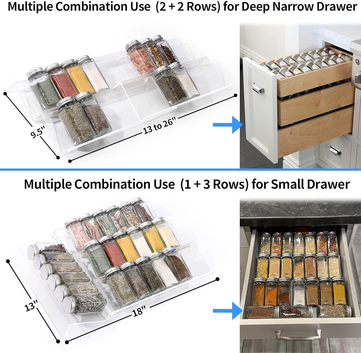Thumbnail 4 de MIUKAA Clear Acrylic Spice Drawer Organizer 13–26"