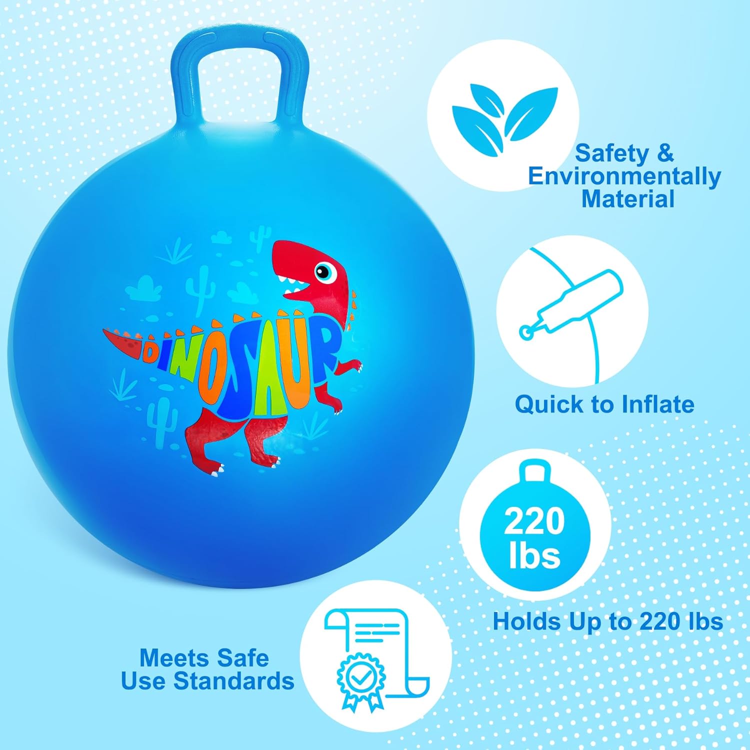 Thumbnail 3 de ZOOJOY 18-Inch Dinosaur Hopper Ball with Handle for Kids