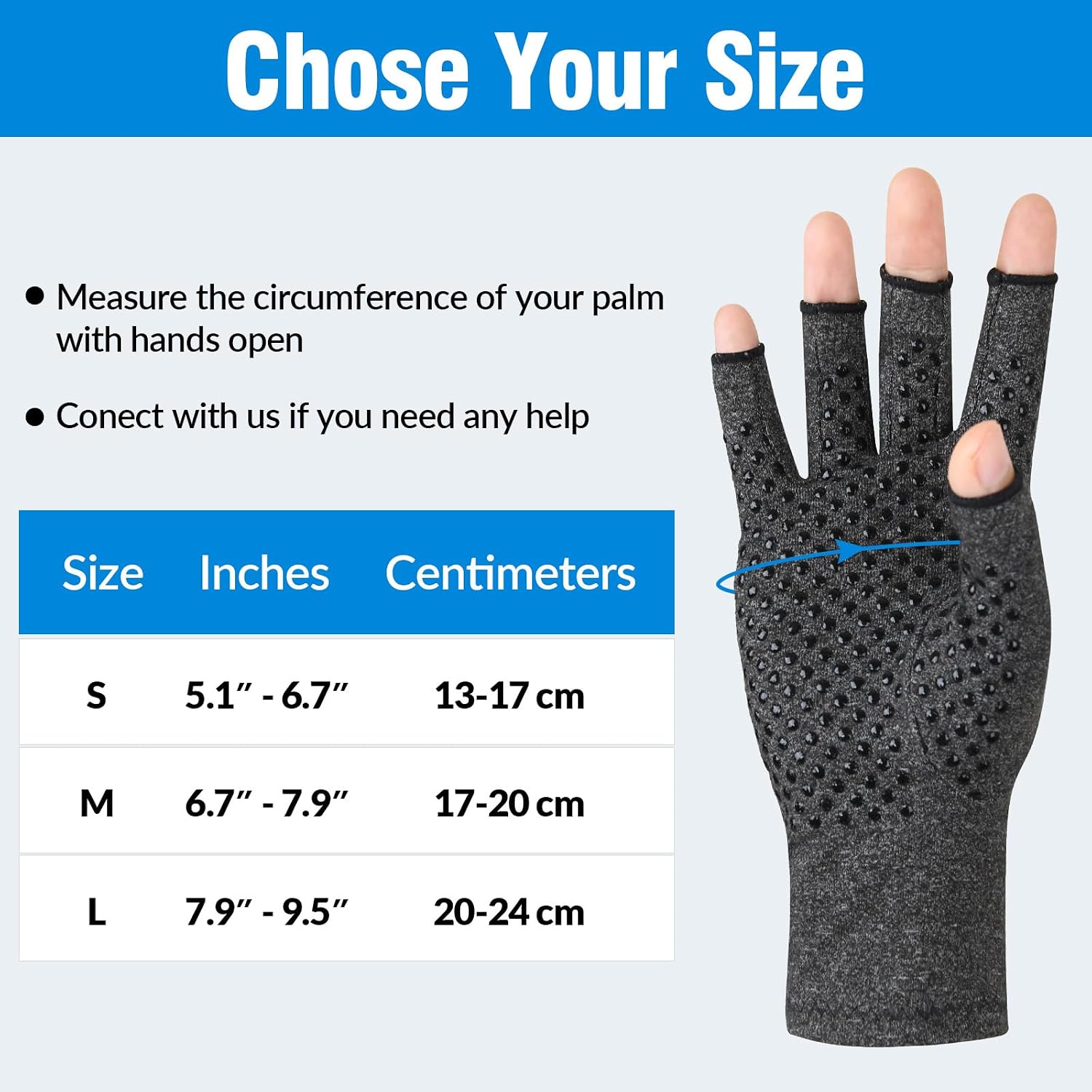 Detalle de AovYoo : 2 paires de gants de compression sans doigts pour arthrose et Raynaud