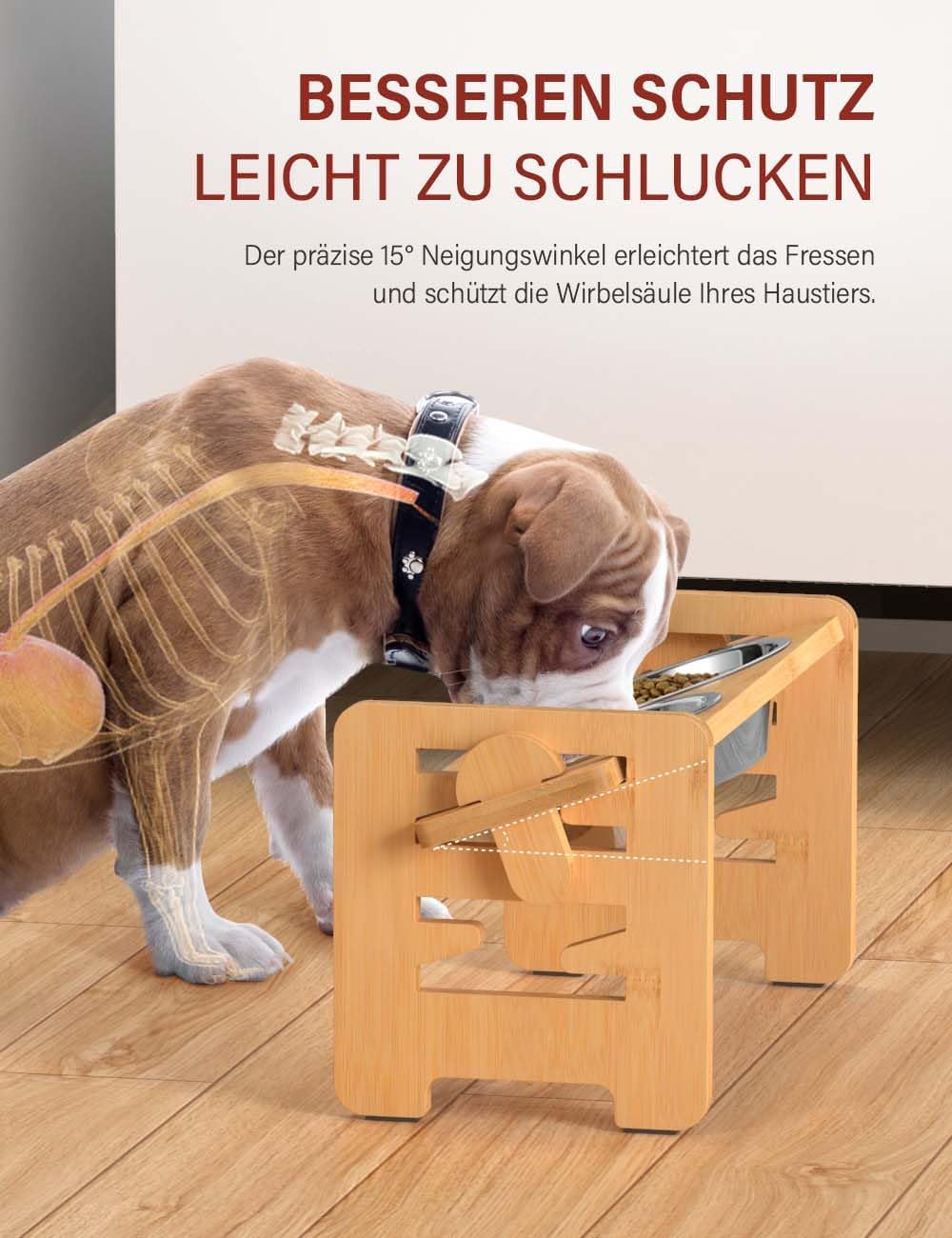 Detalle 2 de Vantic Hundenapf erhöht mit Ständer – Futterstation 2 Edelstahlnäpfe