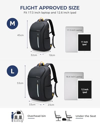 Detalle de Ponhog Mochila Portátil 17,3” 30L: Anti-robo, impermeable 900D para viaje y trabajo