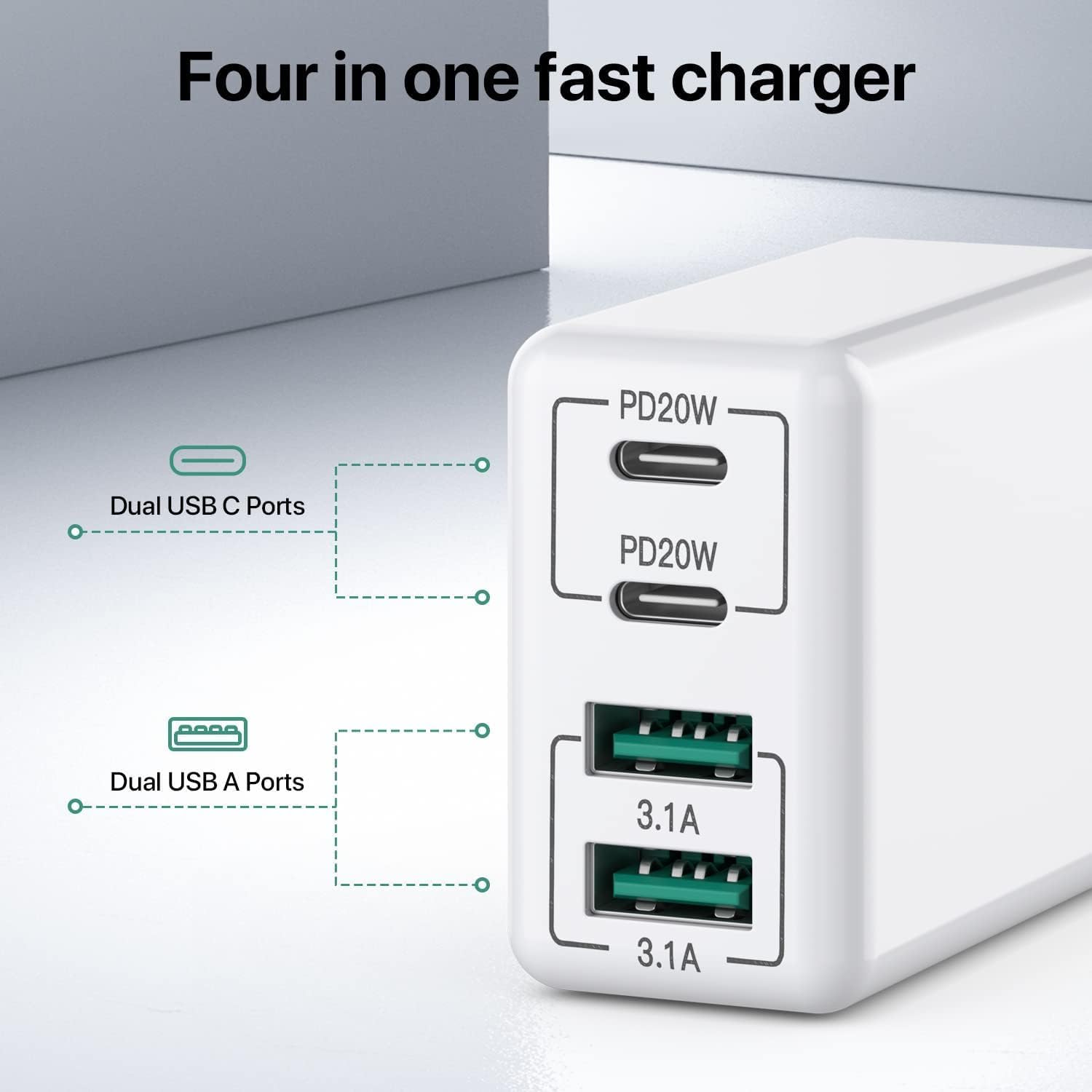 Detalle de USB C Ladegerät 40W 4-Port