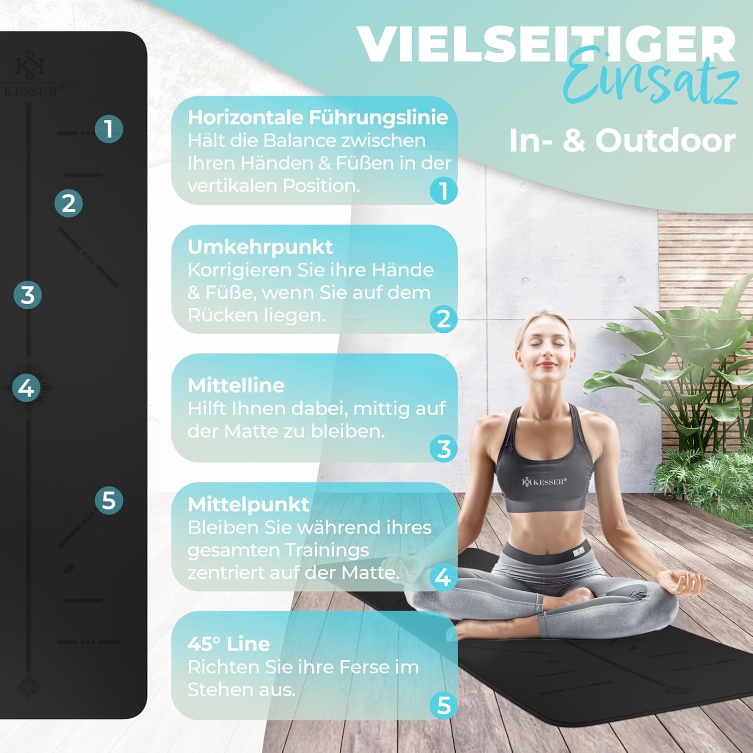 Thumbnail 5 de KESSER Gymnastikmatte mit Tragegurt – rutschfest, gepolstert und vielseitig einsetzbar