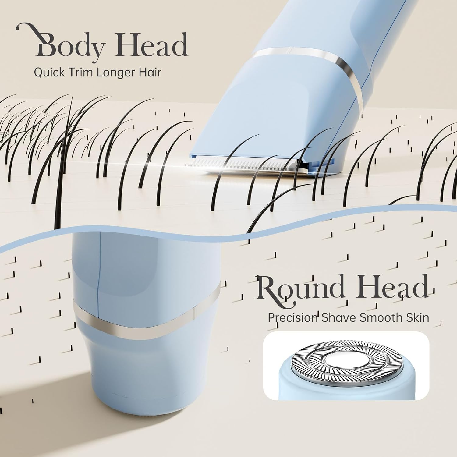 Detalle de Risina Bikini Trimmer for Women: Wet & Dry Body Hair Shaver with Dual Heads