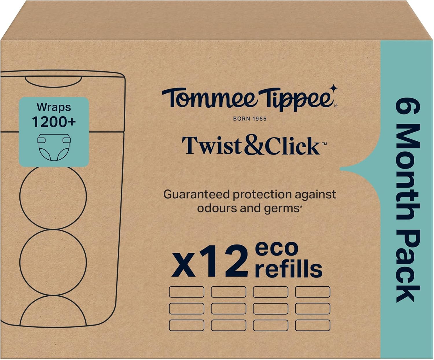 Thumbnail 1 de Tommee Tippee Twist & Click Nappy Bin Refills 12 Pack
