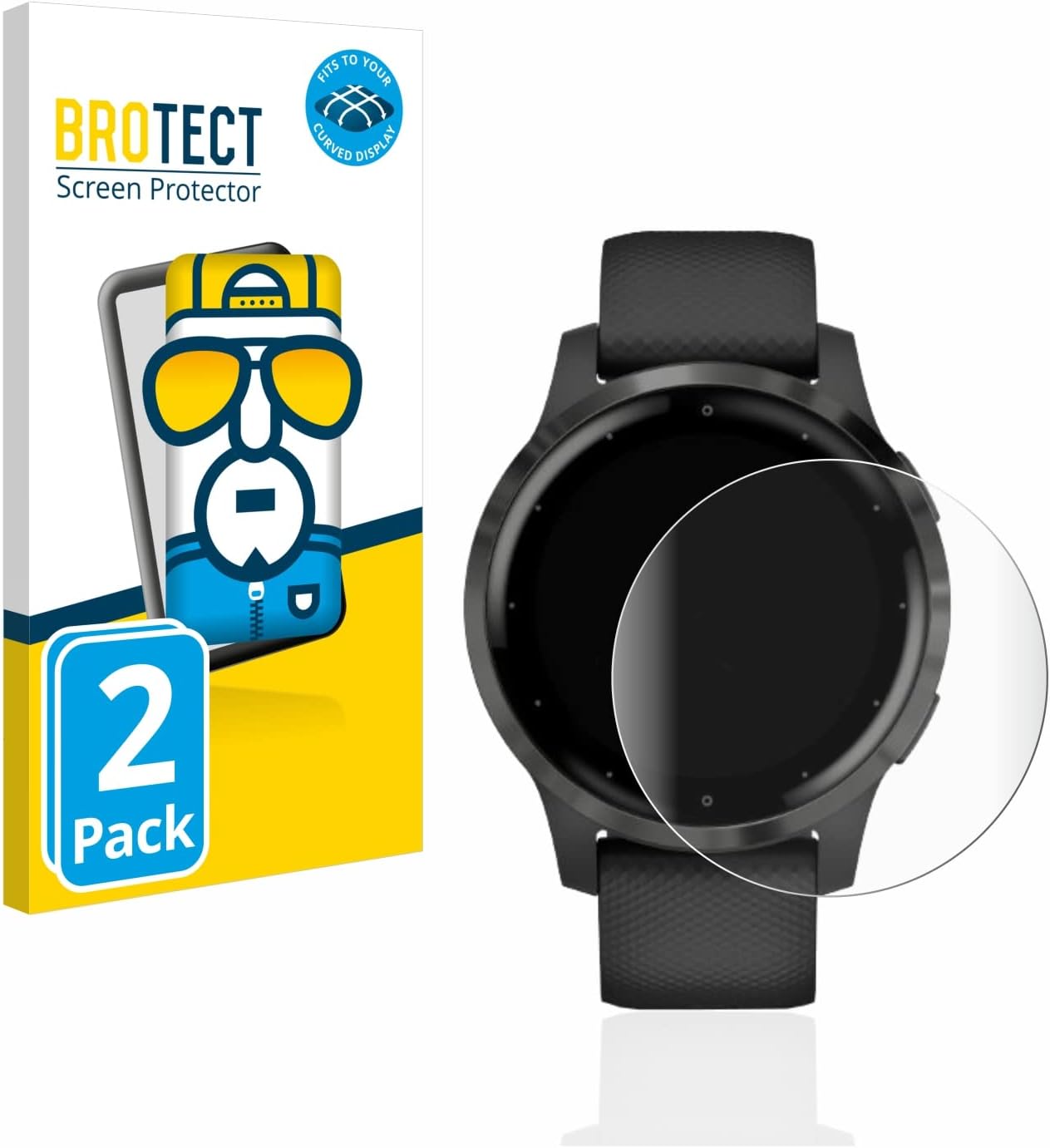 Detalle 2 de brotect 3D Curved Full Cover Screen Protector for Garmin vivoactive 4 (45 mm) – 2 Pack
