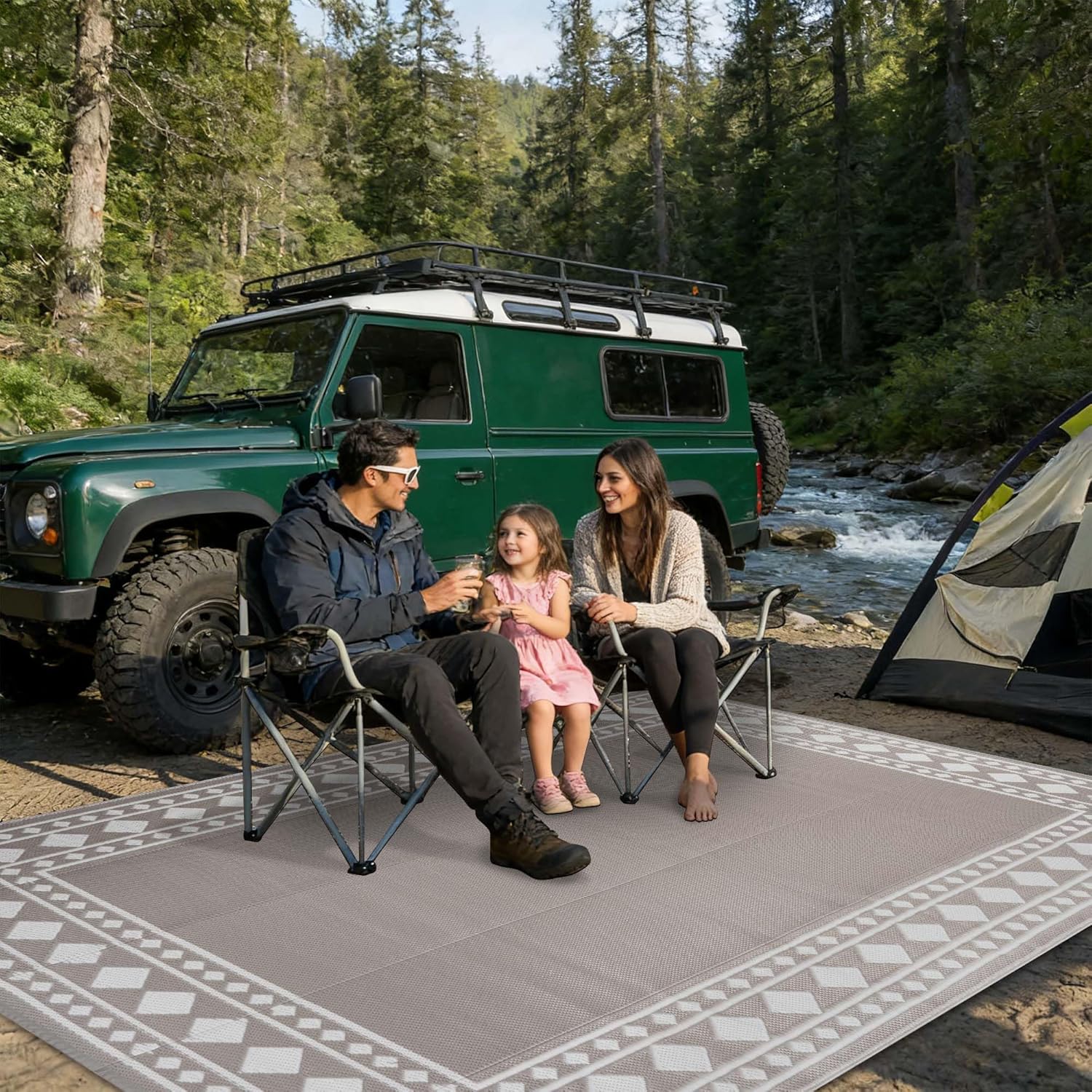 Thumbnail 2 de Homcomodar Outdoor Rugs for Patios Waterproof, Reversible UV Resistant Plastic Carpet (180x270cm) – Beige