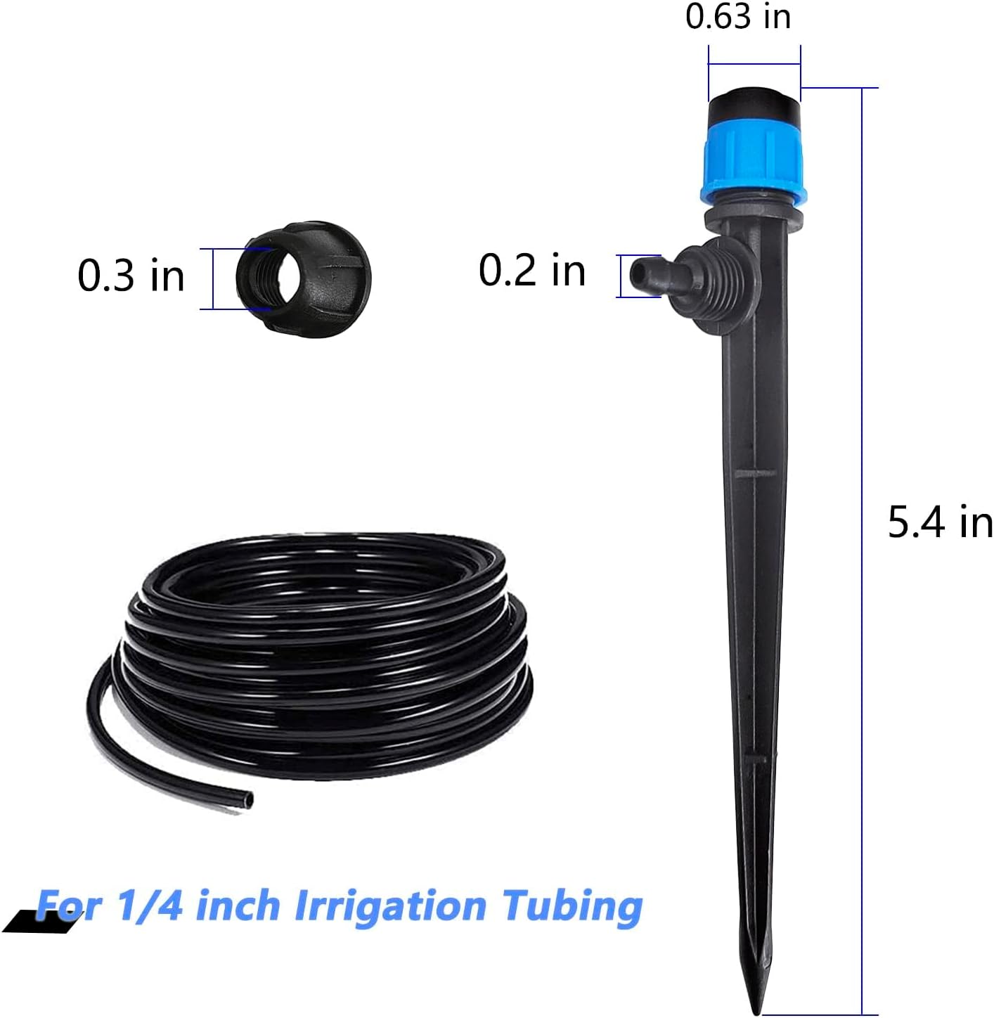 Detalle de Emettitori per irrigazione a goccia da 100 pezzi con picchetto e spruzzatore a ventola regolabile 360° per tubo da 1/4