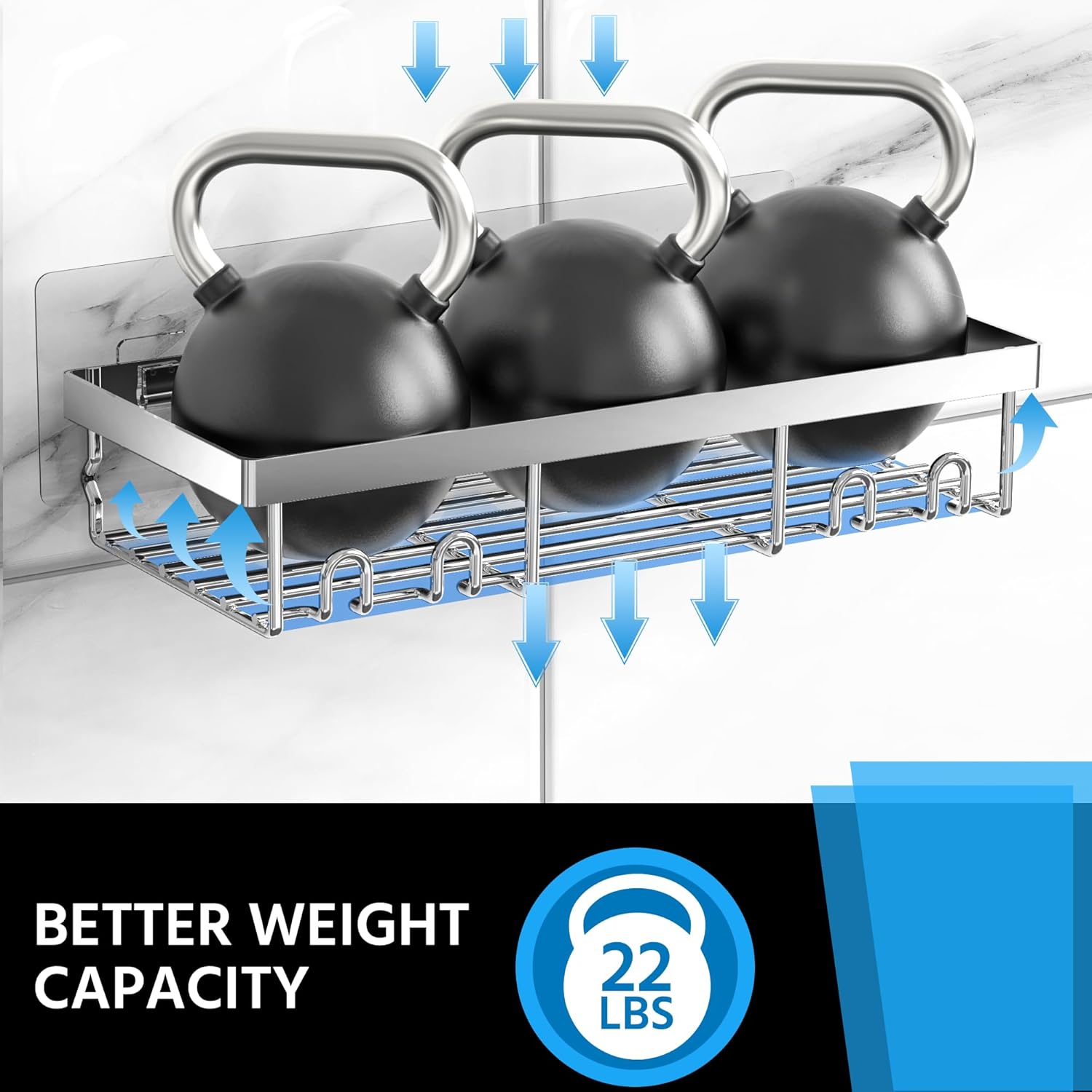 Thumbnail 3 de DIFULI Shower Caddy Shelf 3 Pack – Silver