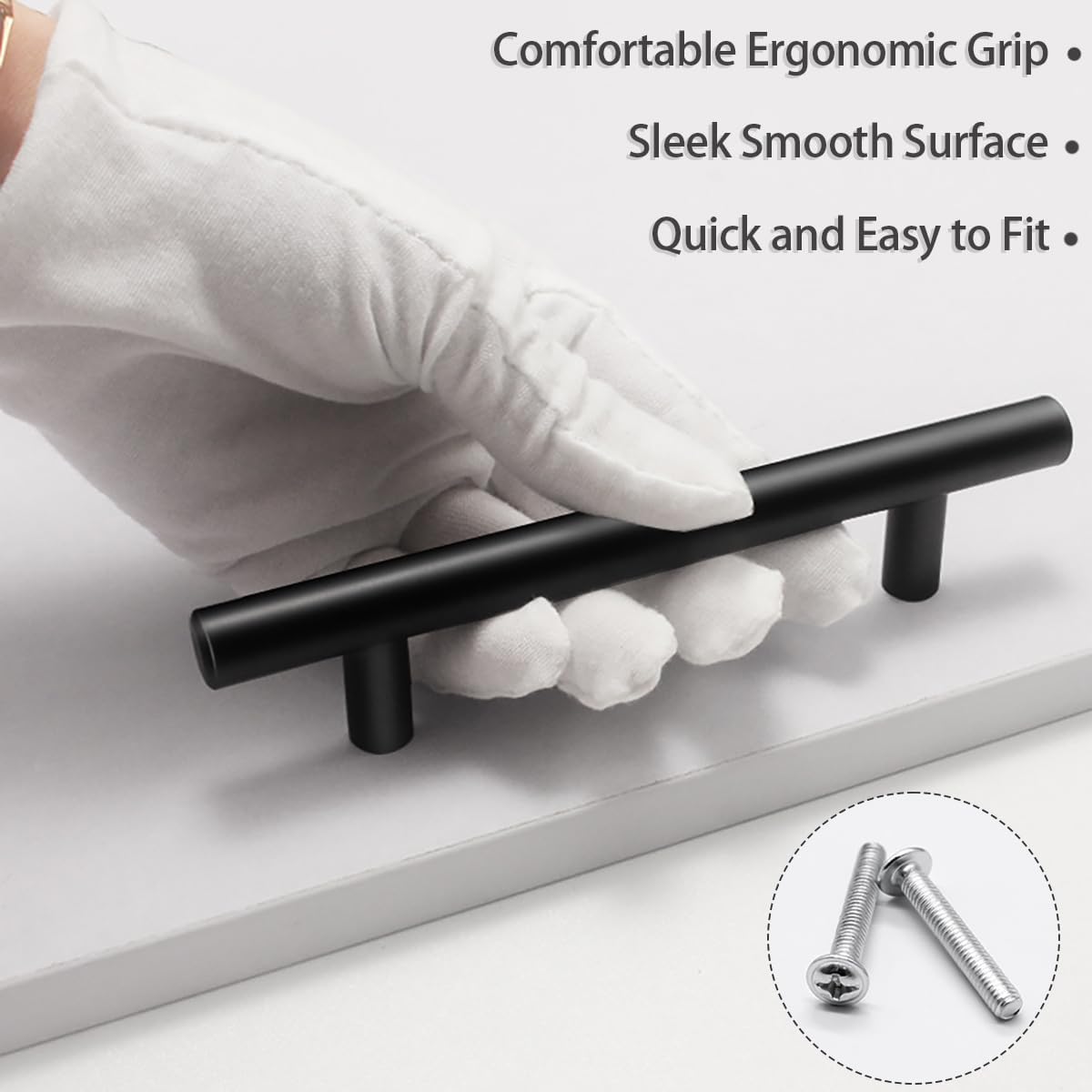 Thumbnail 4 de 20 Pack Black Stainless Steel T-Bar Handles for Kitchen Cabinets, 128mm Hole Centre