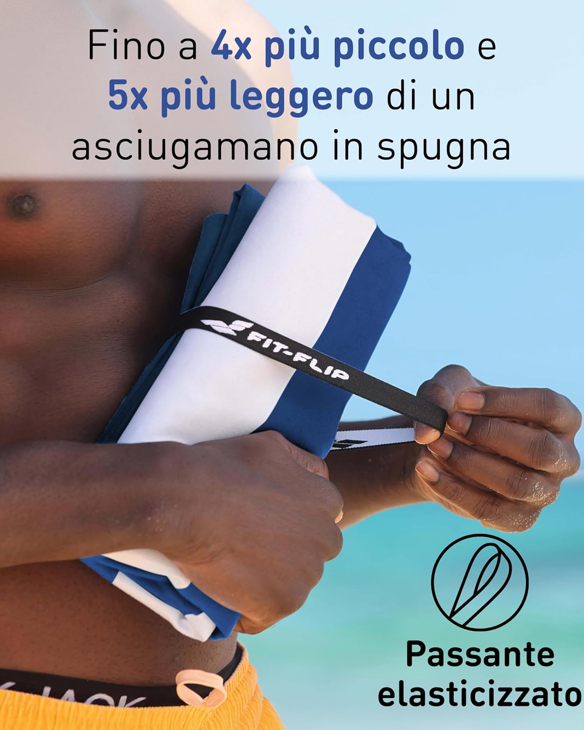 Detalle de Fit-Flip Telo Mare microfibra: grande, leggero e asciugatura rapida (200x90 cm) – 100% riciclato
