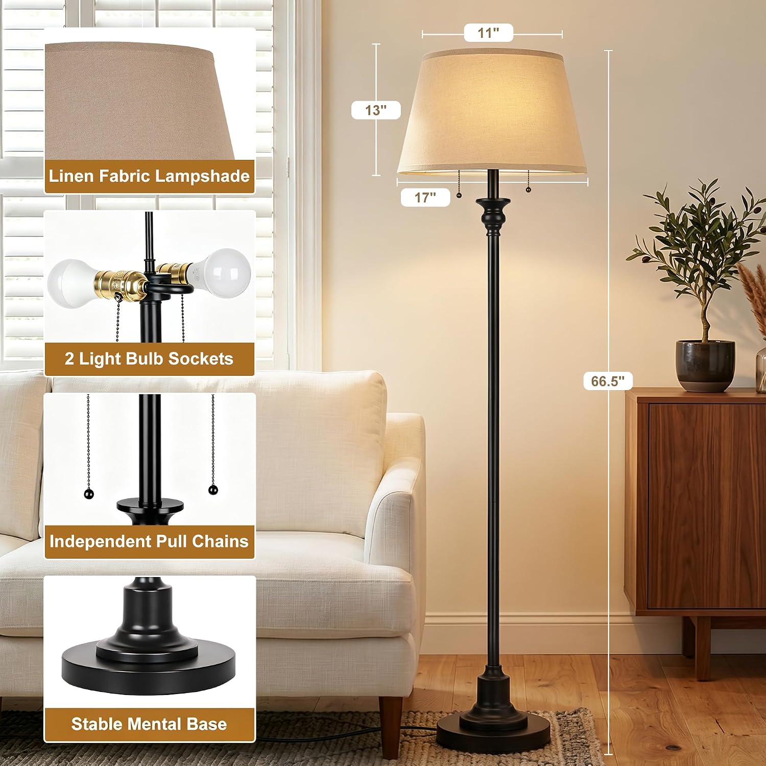 Detalle 2 de PARTPHONER Floor Lamp 66.5-Inch