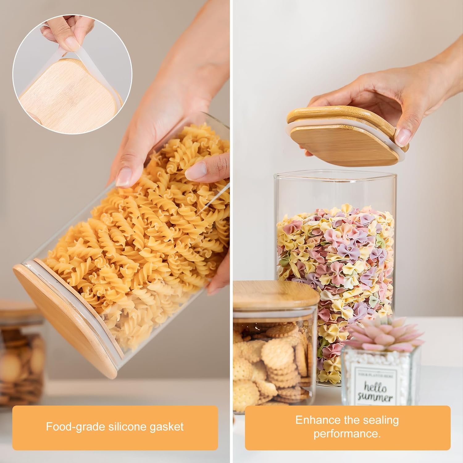 Thumbnail 1 de Glass Storage Jars 50 oz 6-Pack airtight canisters 🍶