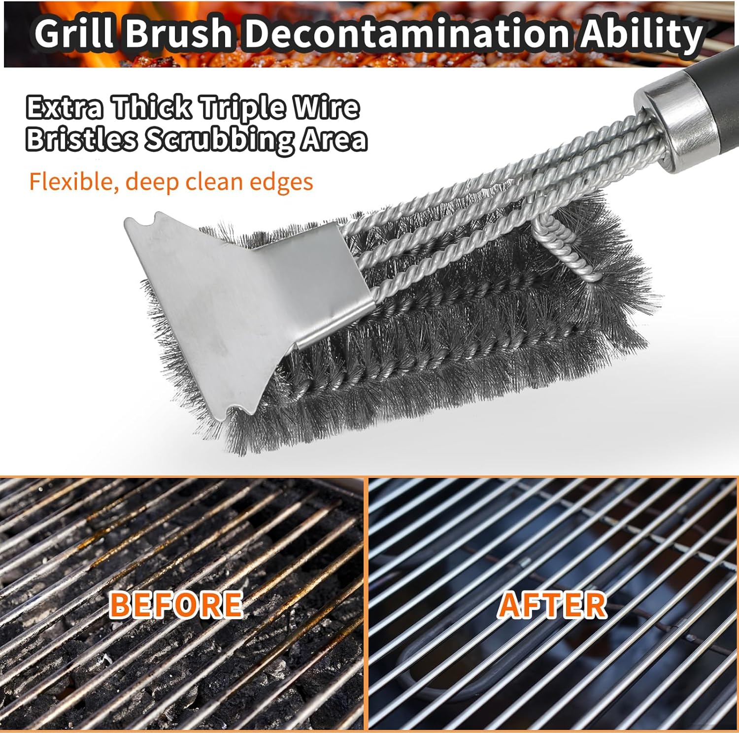 Thumbnail 6 de CNMTCCO 45cm Extra Long Grill Brush and Scraper – Stainless Steel BBQ Cleaner with 360° Bristles