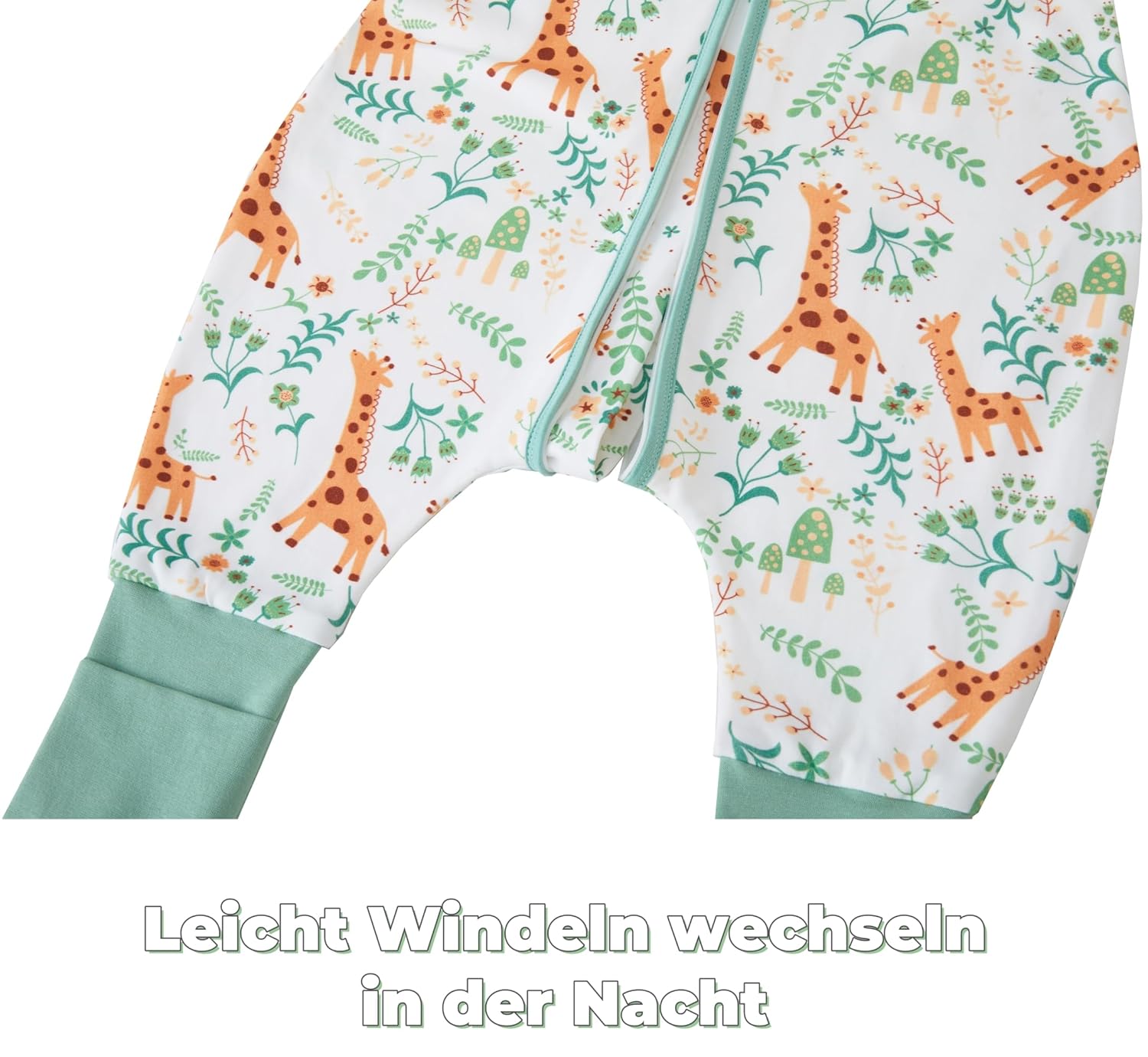 Detalle de Chilsuessy Baby-Schlafsack mit Beinen und Füßen aus 100% Baumwolle (Ganzjahres 1.5 Tog) – Giraffe, 100 cm