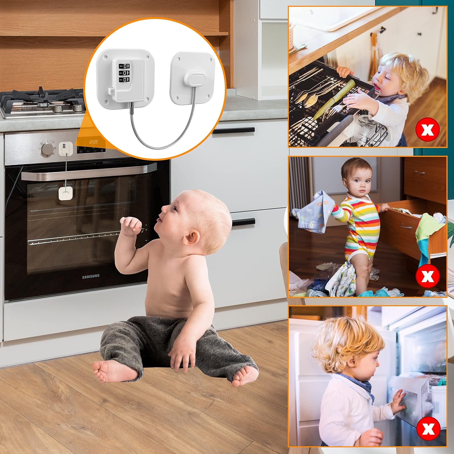 Thumbnail 5 de Evilsoul Password Fridge Lock: 2-Pack, 3D Password Lock with 3M Adhesive for Child Safety