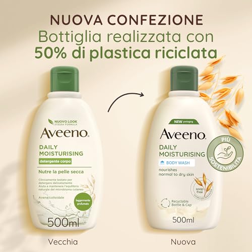 Detalle de Aveeno Daily Moisturising Bagnodoccia 500 ml: detersione delicata e Idratazione duratura