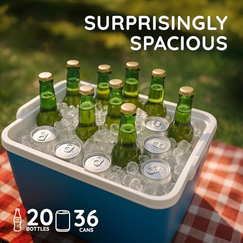Detalle de CUQOO Cooler Box 30L: Portable Ice Box for Camping, Festivals and Family Outings