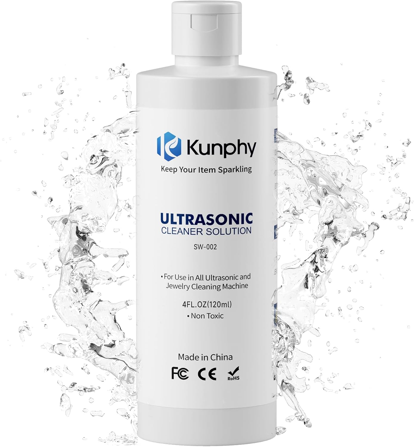 Detalle de Kunphy Ultrasonic Jewellery Cleaner Fluid – Concentrated, Fragrance-Free Cleaning Solution